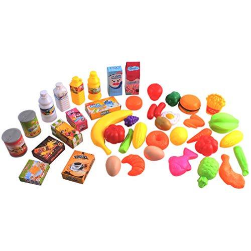 Activity-board Kinder Einkaufswagen Spielset, Gefüllt mit mehr als 50 Kunststoff Lebensmitteln Spielzeug