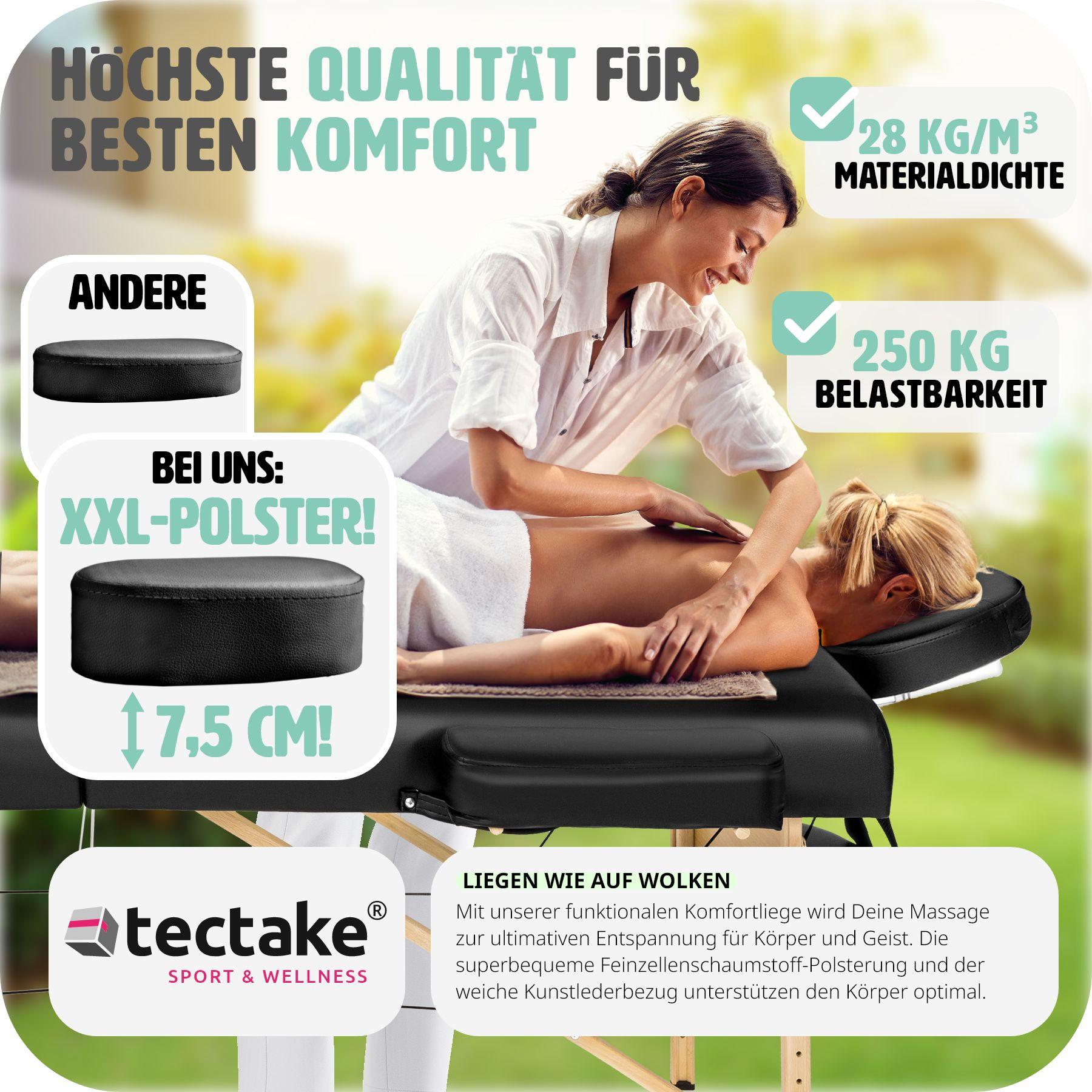 Tectake 2 Zonen Massageliege mit 7,5cm Polsterung und Holzgestell