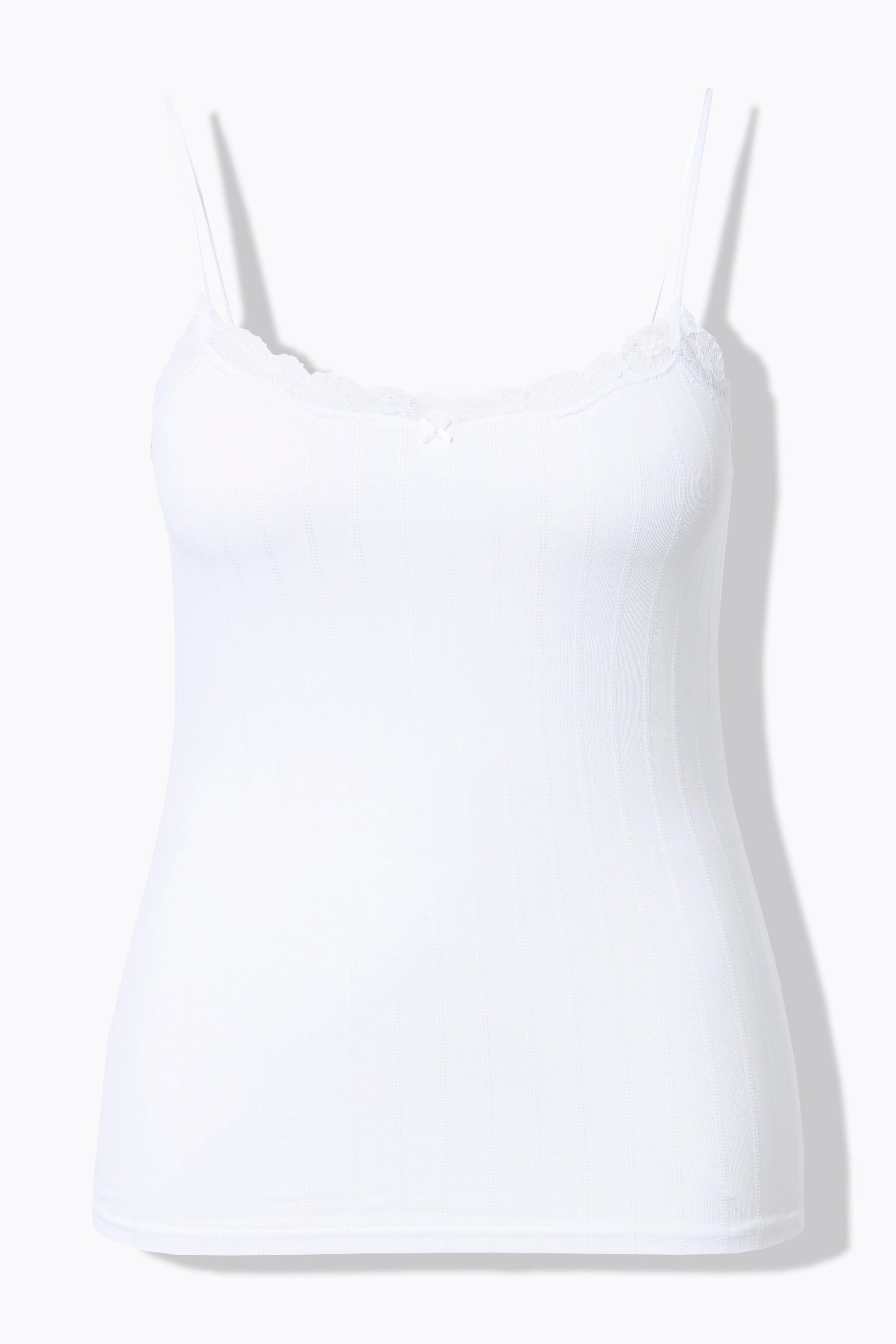 Ulla Popken Top, Slim Fit, Ajourjersey, Spaghettiträger
