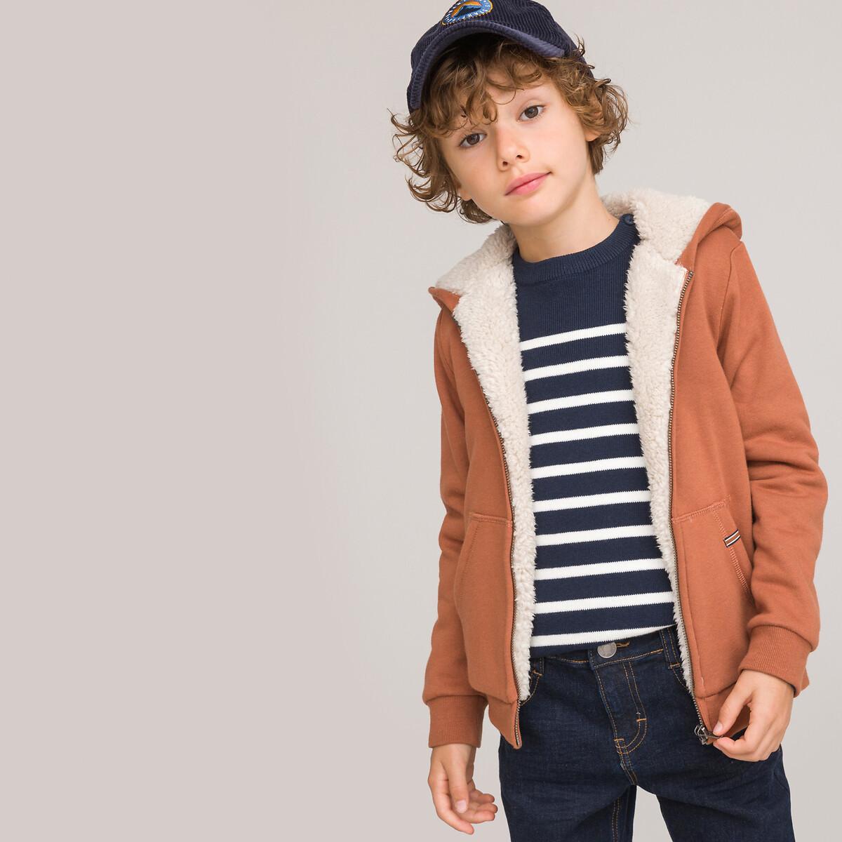 La Redoute Collections Sweatjacke mit Reissverschluss und Kunstfellfutter
