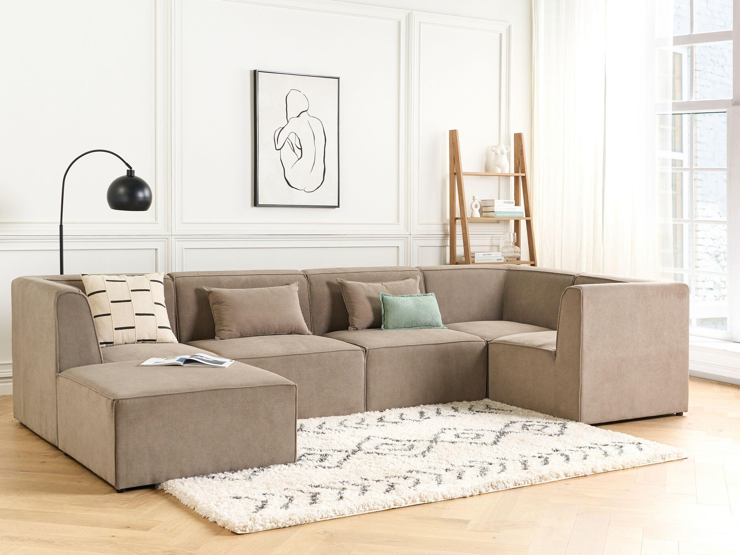 Beliani Sofa mit Ottomane aus Cord Modern LEMVIG
