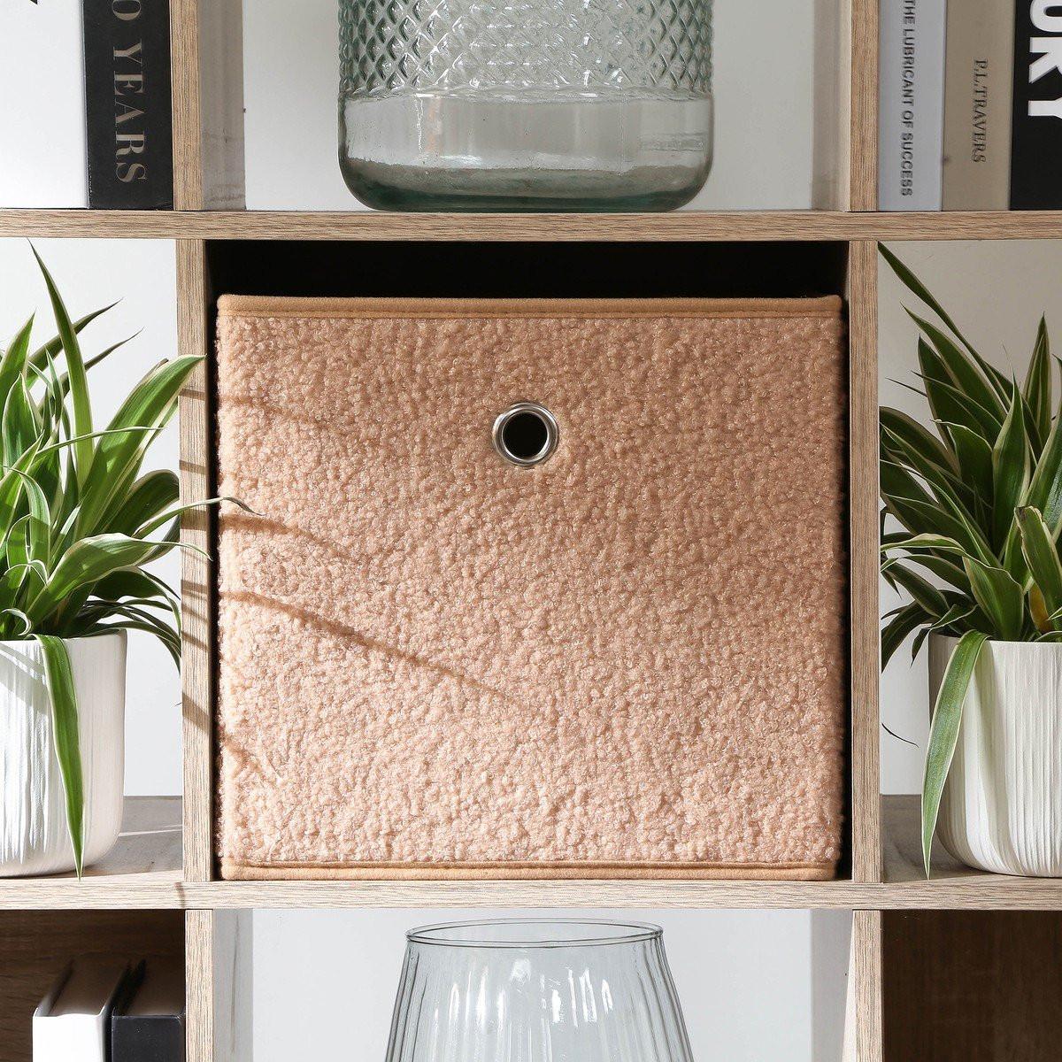 Calicosy Faltbarer Würfel aus Bouclé-Stoff in Beige - H27 cm