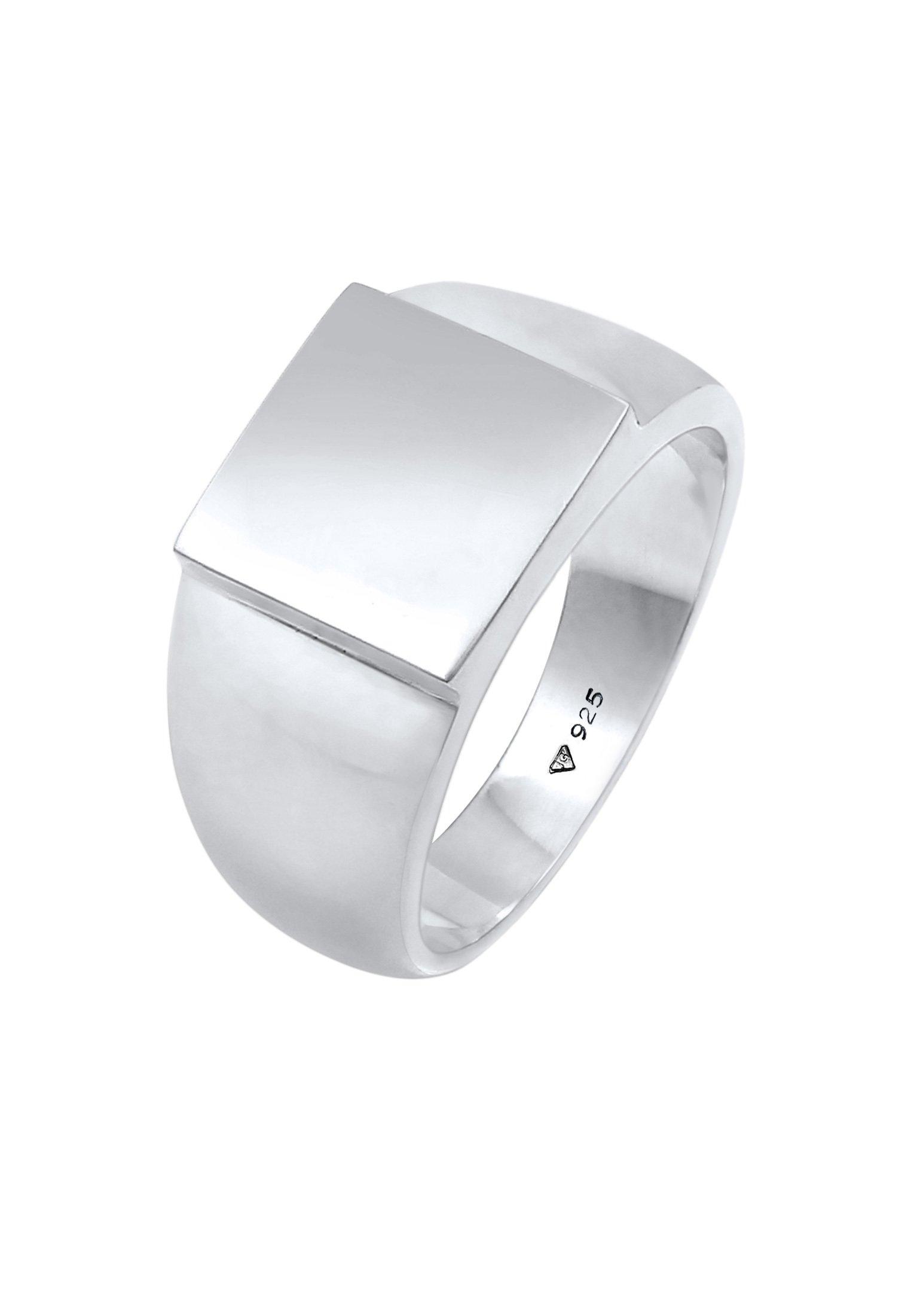 Kuzzoi Ring Siegelring Rechteckig Glanz 925 Silber