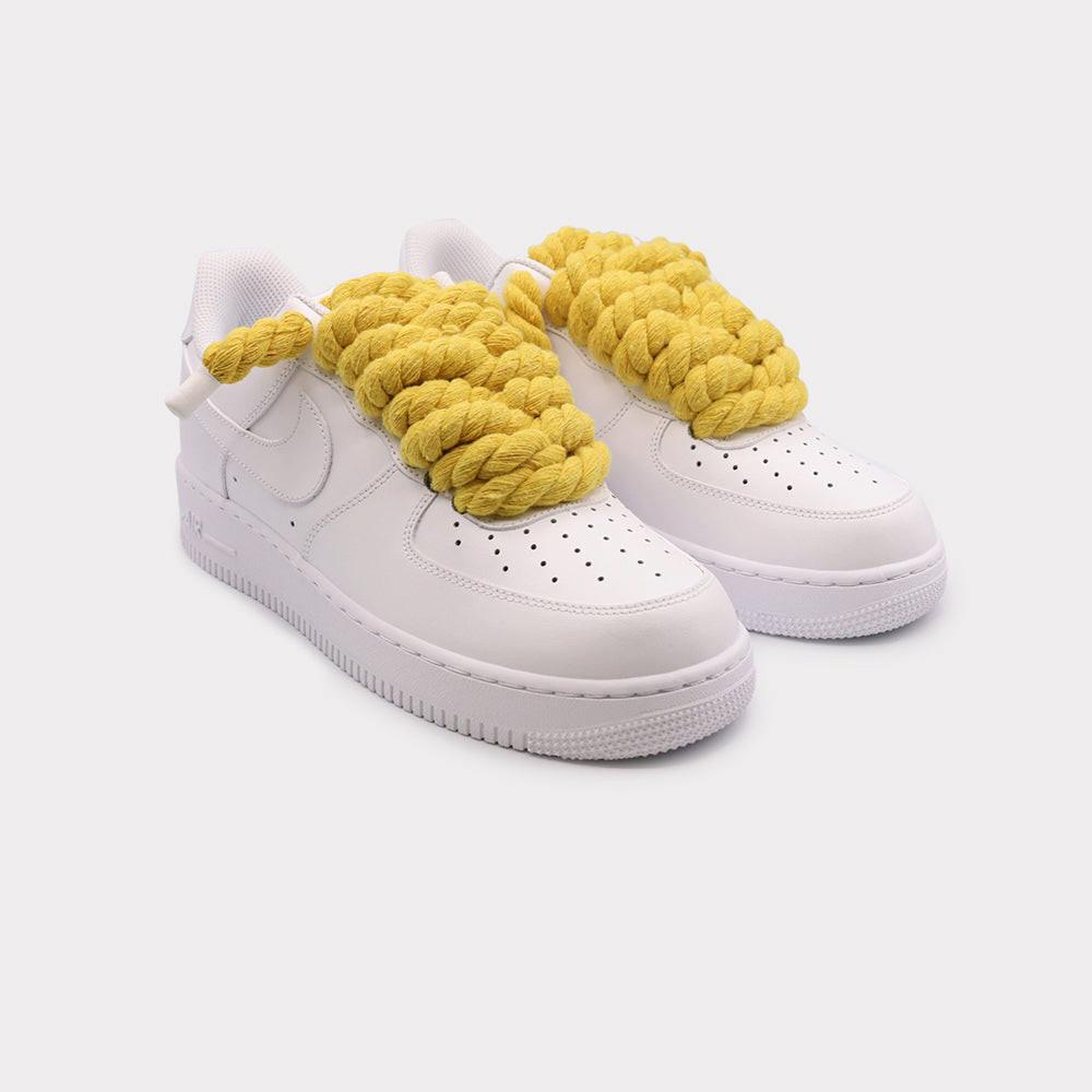 NIKE Air Force 1 White - Rope Lace Yellow