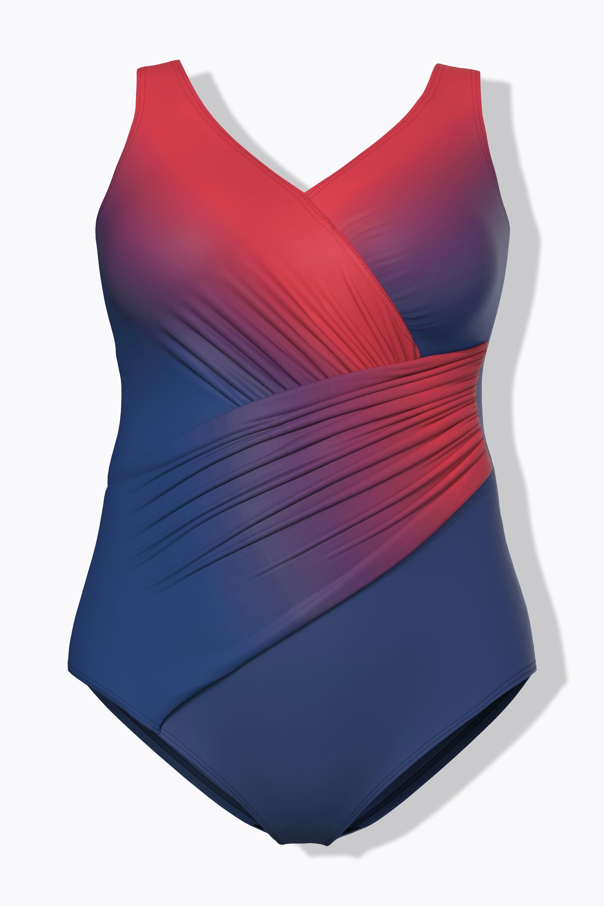 Ulla Popken Badeanzug, Farbverlauf, drapiert, Softschalen, recycelt