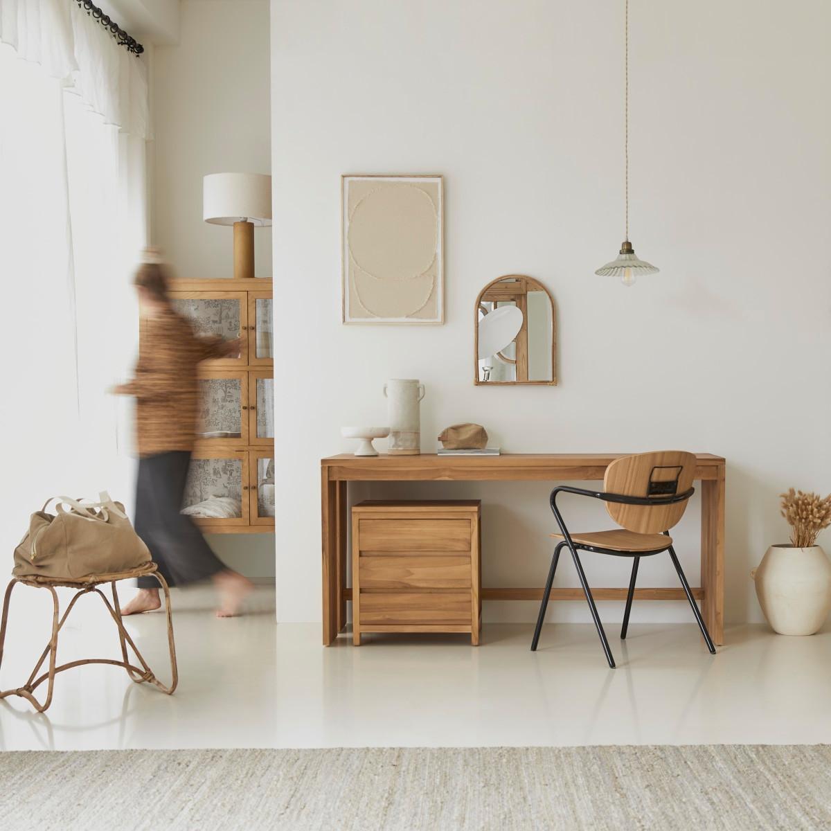 Tikamoon Schreibtisch aus massivem Teak mit Schubladenmodul Eden