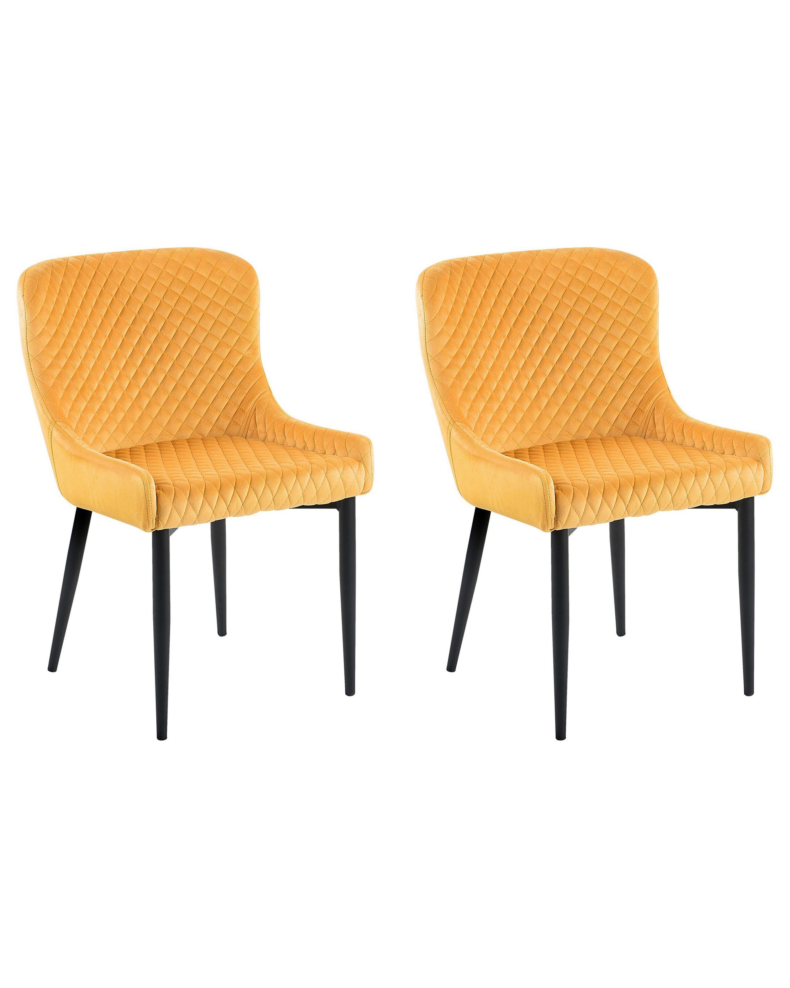 Beliani Esszimmerstuhl 2er Set aus Samtstoff Glamourös SOLANO