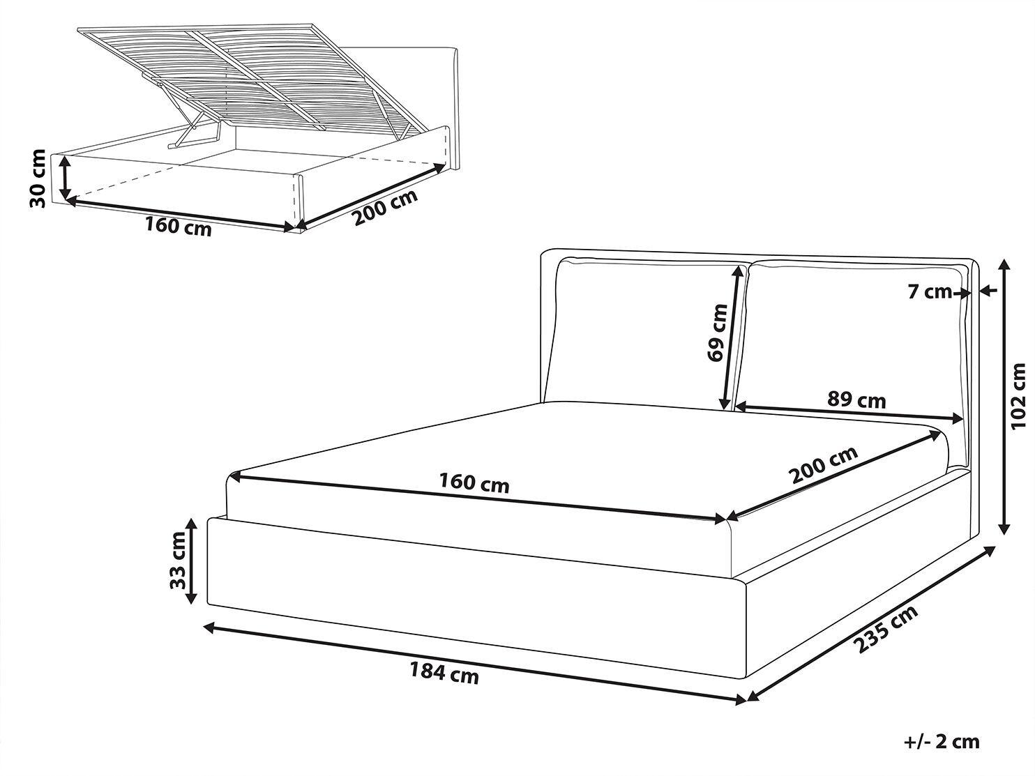 Beliani Bett mit Bettkasten aus Samtstoff Modern BAJONNA