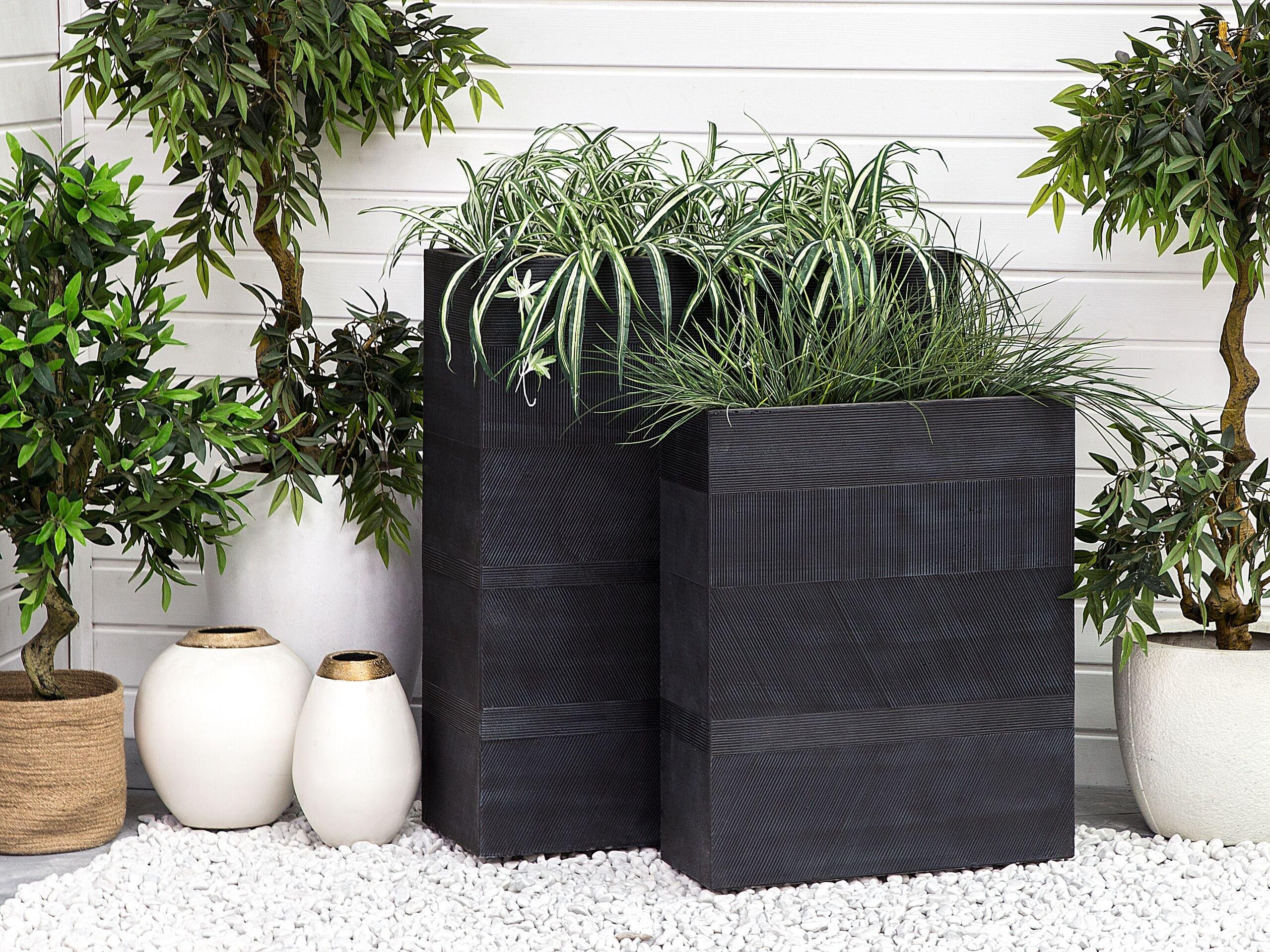 Beliani Blumenkübel aus Lehm-Faser-Mischung Modern THIMENA