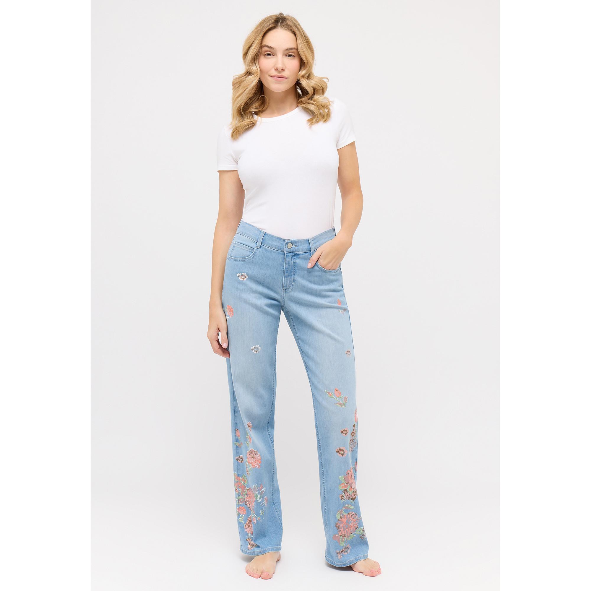 ANGELS Liz Flower Regular Fit Straight Leg Jeans