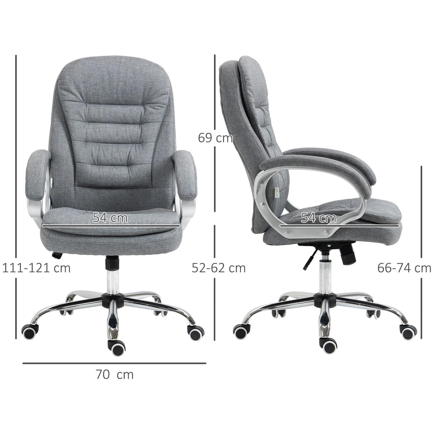 Northio Bürostuhl Arbeitsstuhl Mit 360° Drehung, Ergonomisch, Wippfunktion, Höhenverstellbar, Grau Leinen, 64X75X111-121 Cm