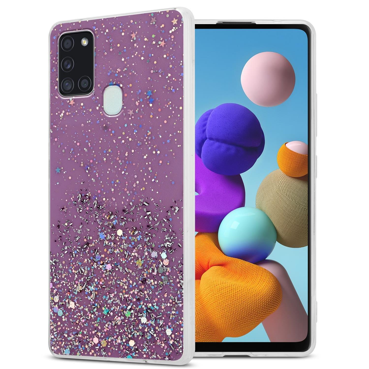 Cadorabo Hülle für Samsung Galaxy A21s TPU Silikon mit funkelnden Glitter