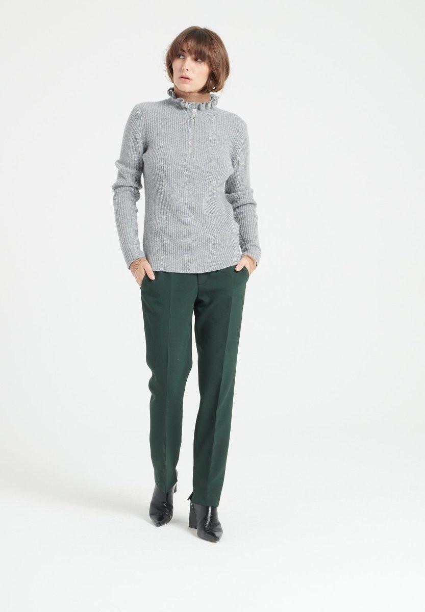 Studio Cashmere8 MIA 4 Pullover mit Falbala-Kragen und Reißverschluss - 100% Kaschmir