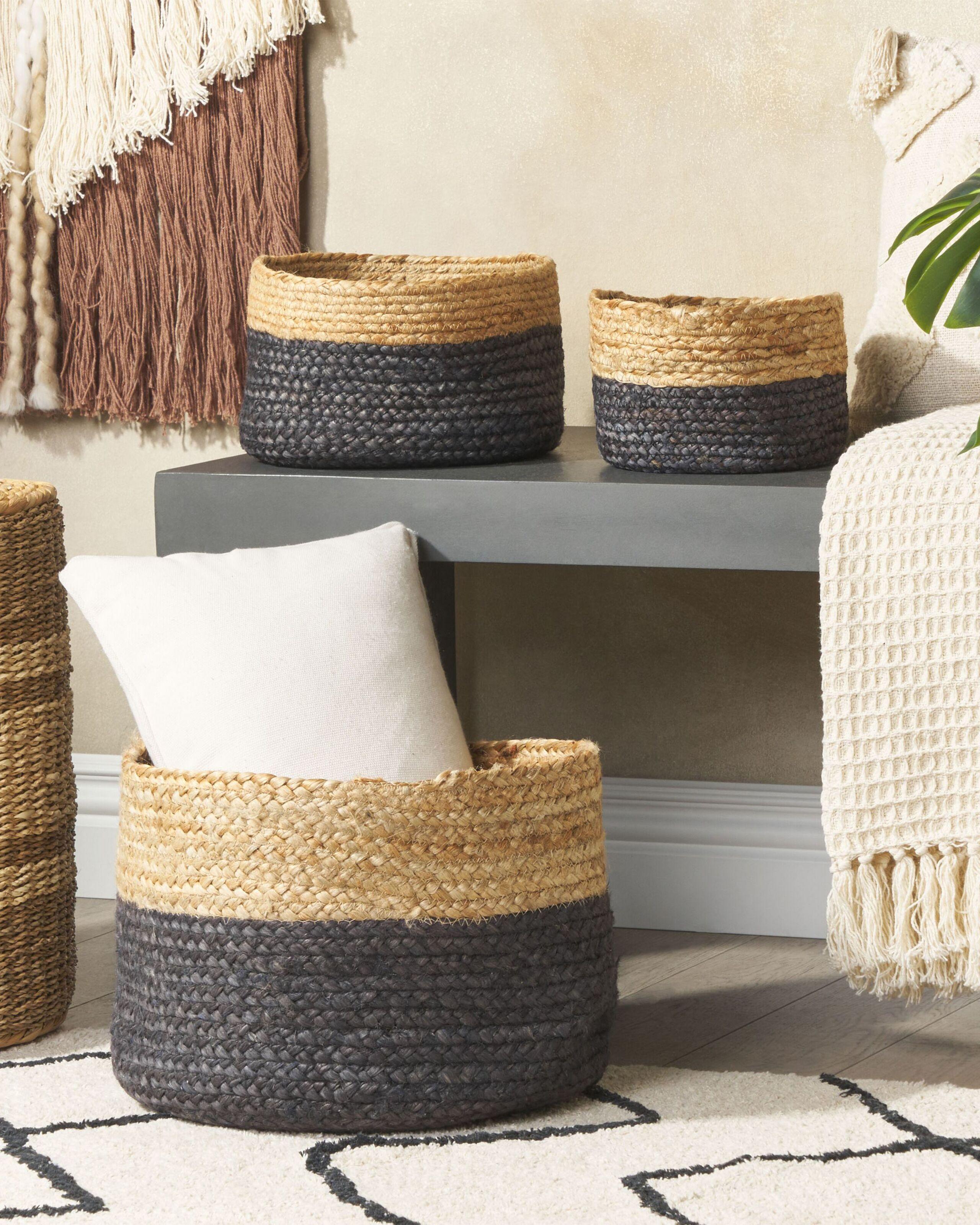 Beliani Aufbewahrungskorb 3er Set aus Jute Boho JABAR