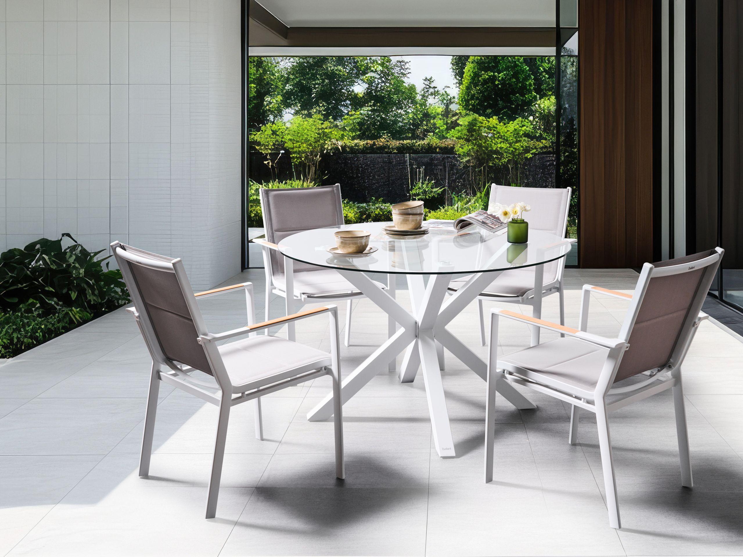 Beliani Gartentisch aus Glas Industriell MALETTO