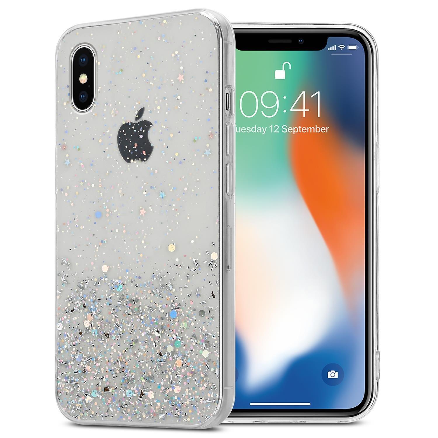 Cadorabo Hülle für Apple iPhone X XS TPU Silikon mit funkelnden Glitter