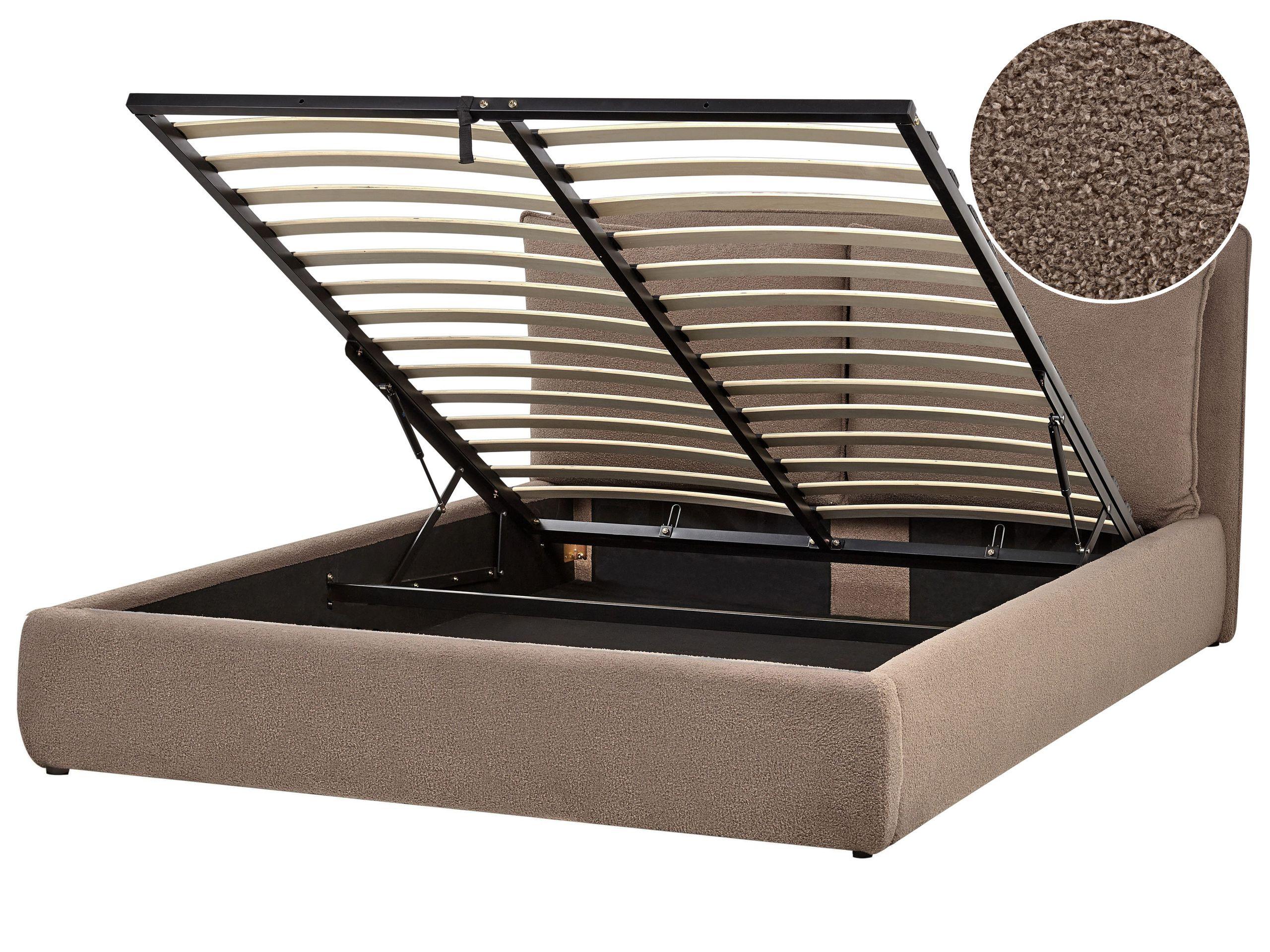 Beliani Bett mit Stauraum aus Bouclé Modern BAJONNA