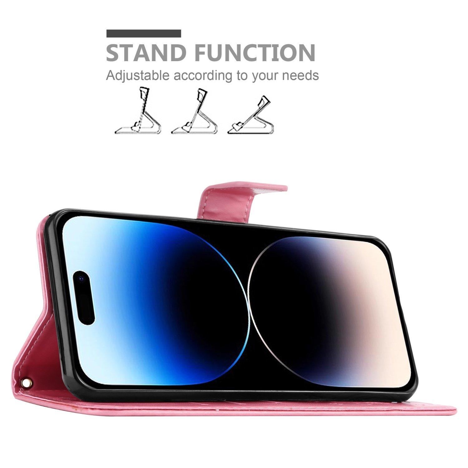 Cadorabo Hülle für Apple iPhone 14 PRO Blumen Design Magnetverschluss