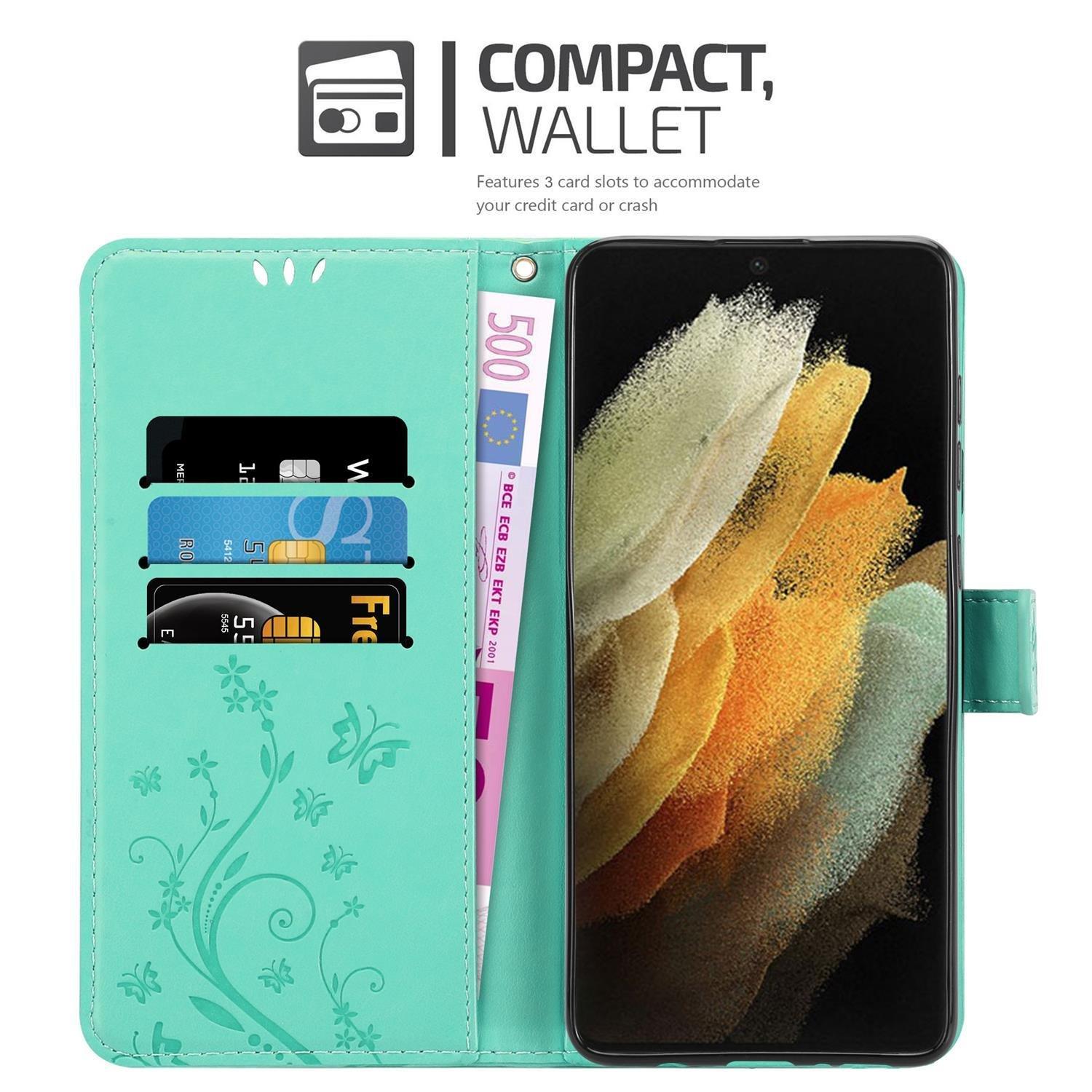 Cadorabo Hülle für Samsung Galaxy S21 ULTRA Blumen Design Magnetverschluss