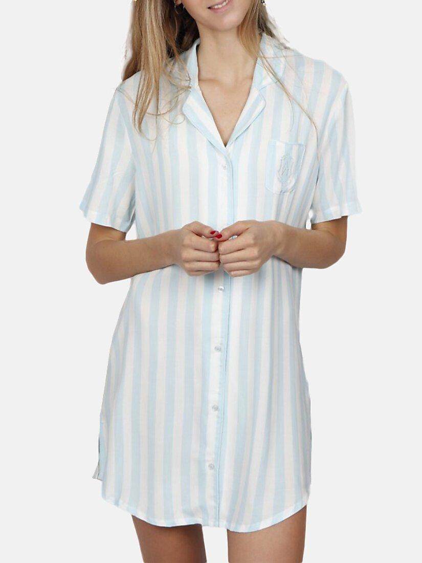 Admas Nachthemd Classic Stripes blau