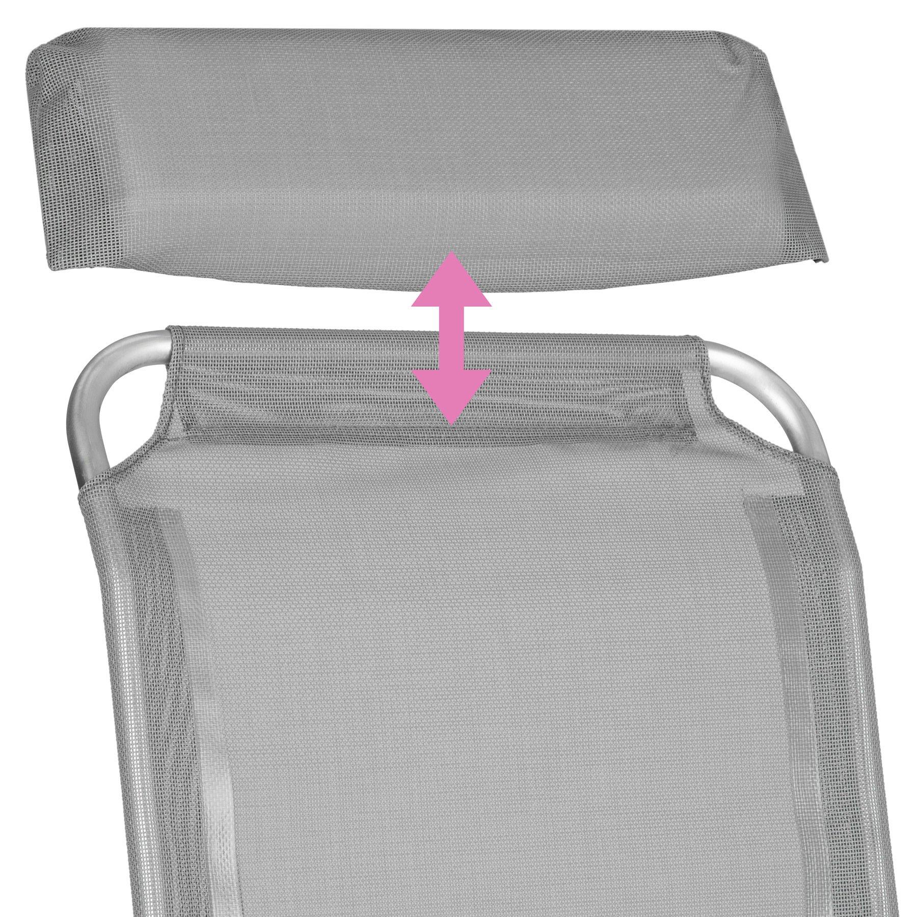 Tectake 2 Aluminium Gartenstühle klappbar mit Kopfteil und Fussteil