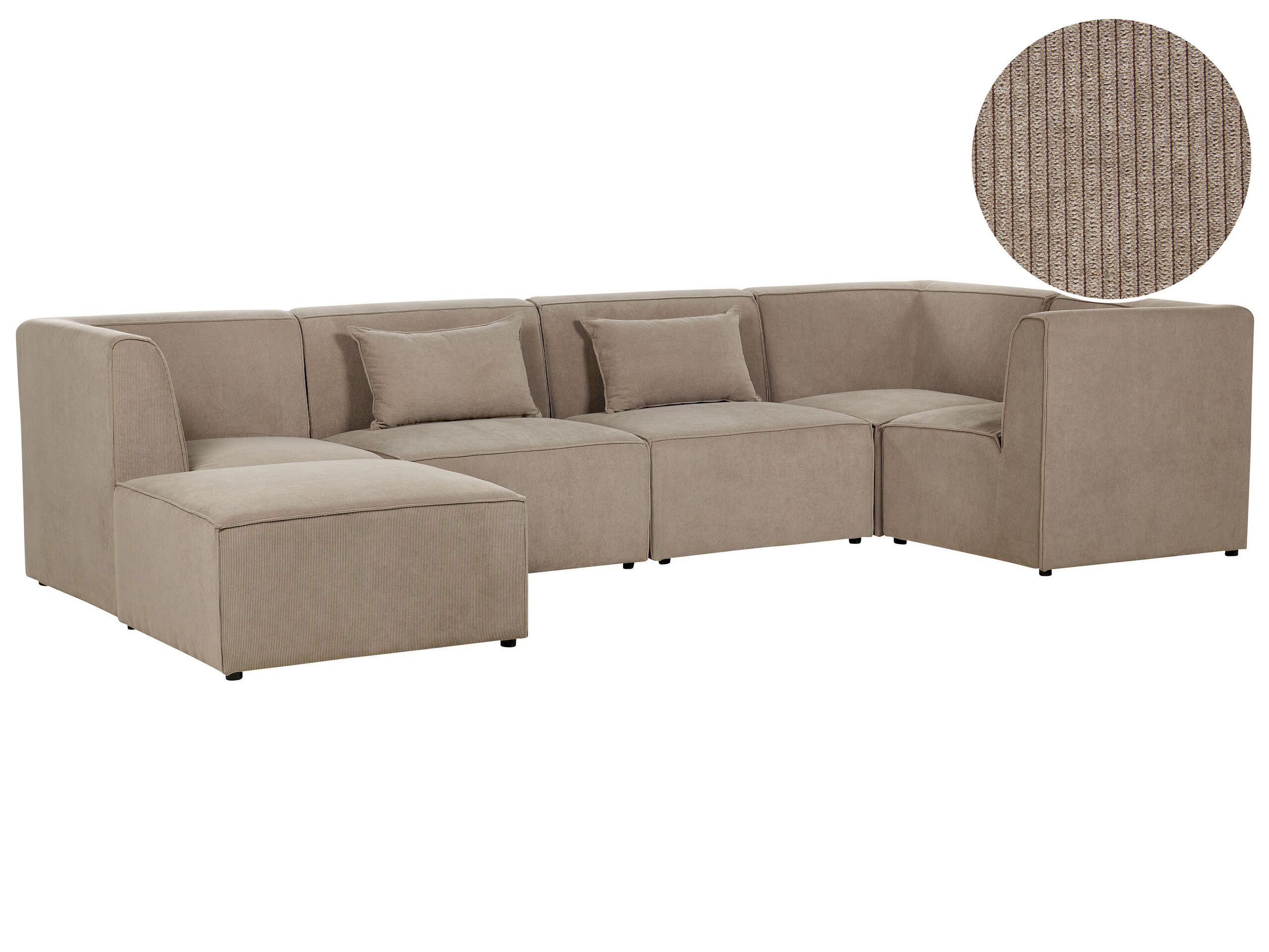 Beliani Sofa mit Ottomane aus Cord Modern LEMVIG