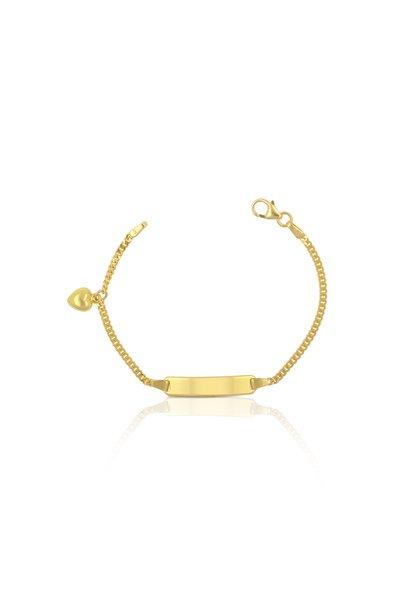 MUAU Schmuck Plaketten-Armband Herz Gelbgold 750 Panzer, 2mm, 14cm