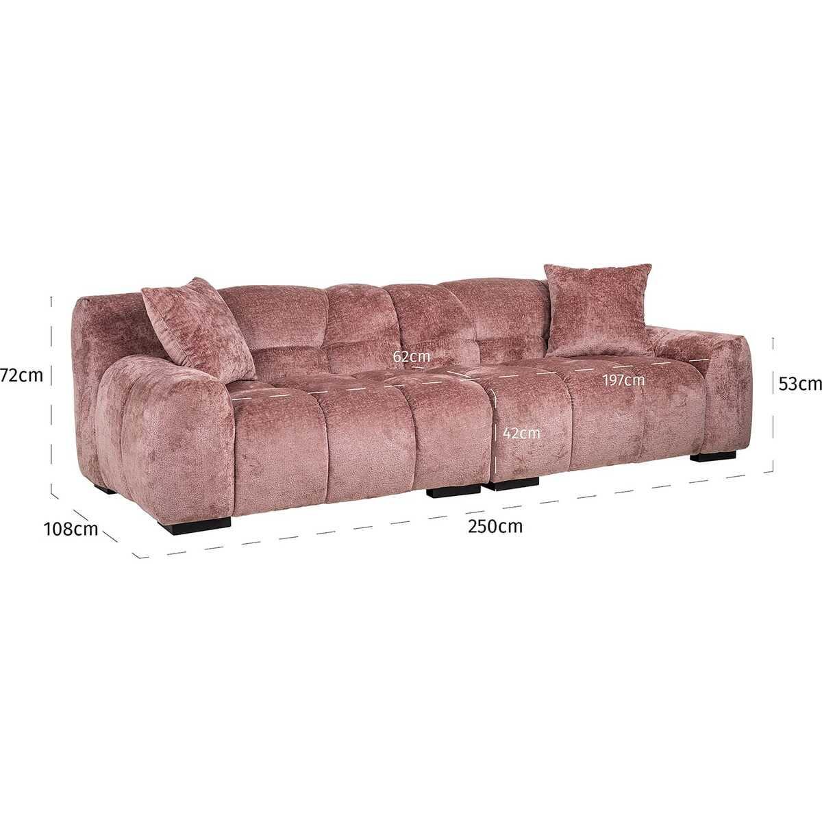 mutoni Sofa Charelle chenille rosa 250