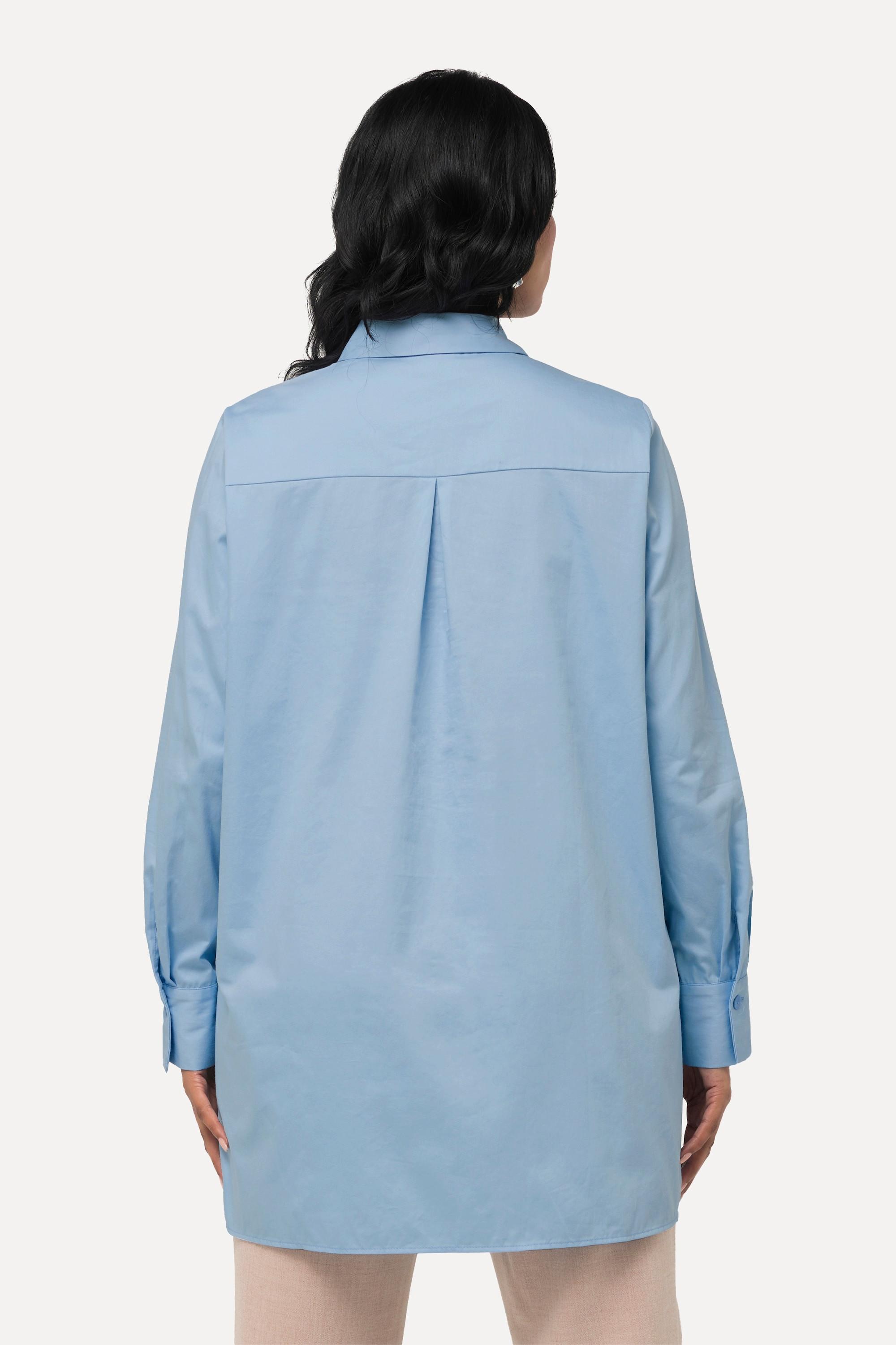 Ulla Popken Hemdbluse Stickerei Perlen Langarm