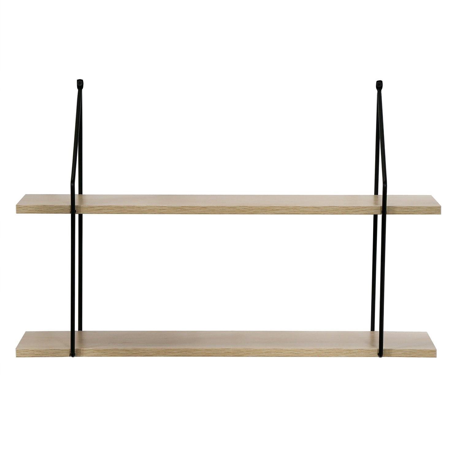 Calicosy Zweistöckiges Wandregal im Holzdekor L60 cm