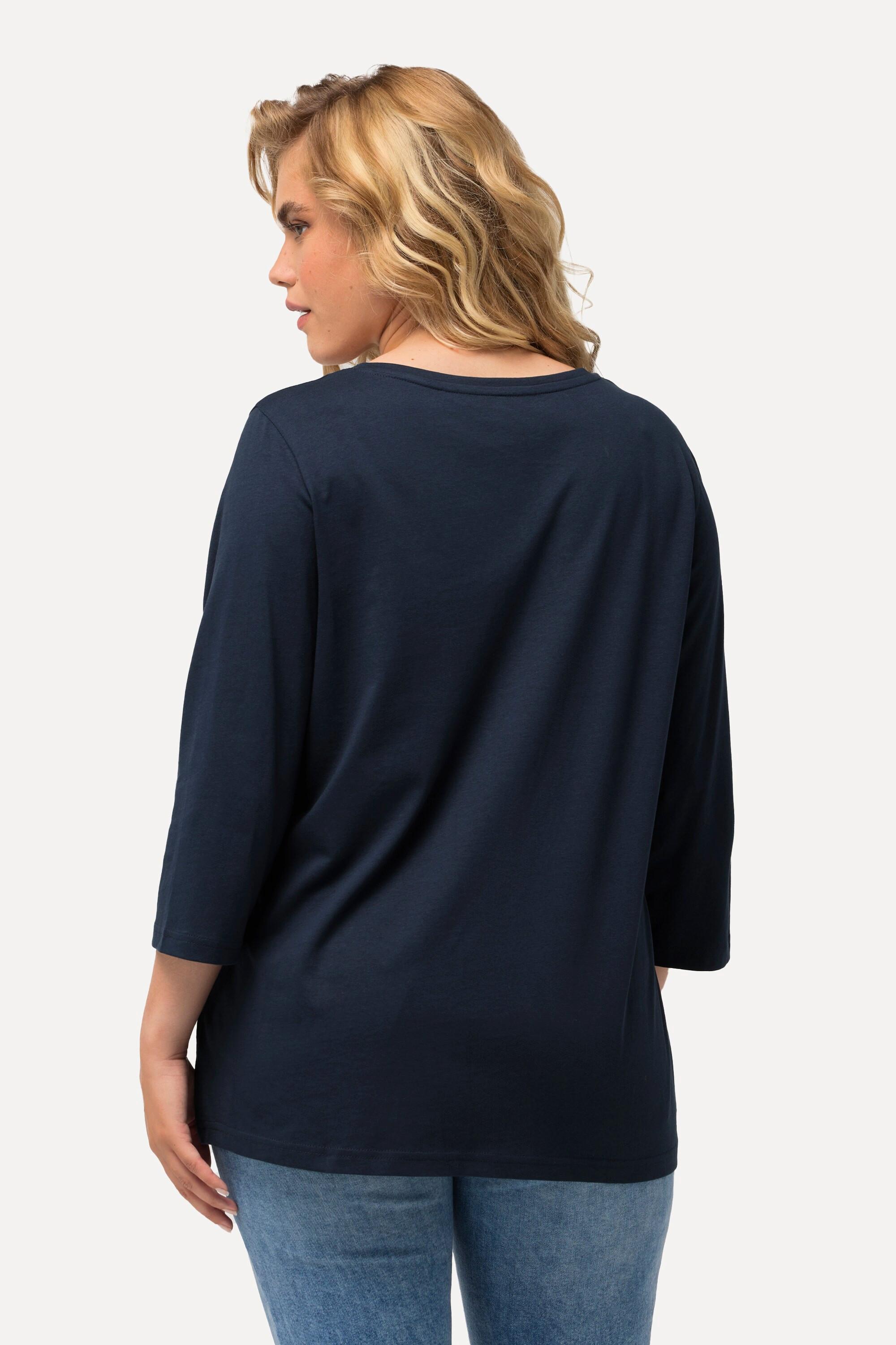 Ulla Popken City Name V-Ausschnitt 3/4 Arm Shirt