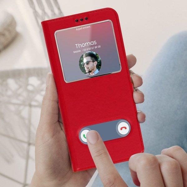 Avizar Doppelfenster Cover Samsung A22 5G Rot