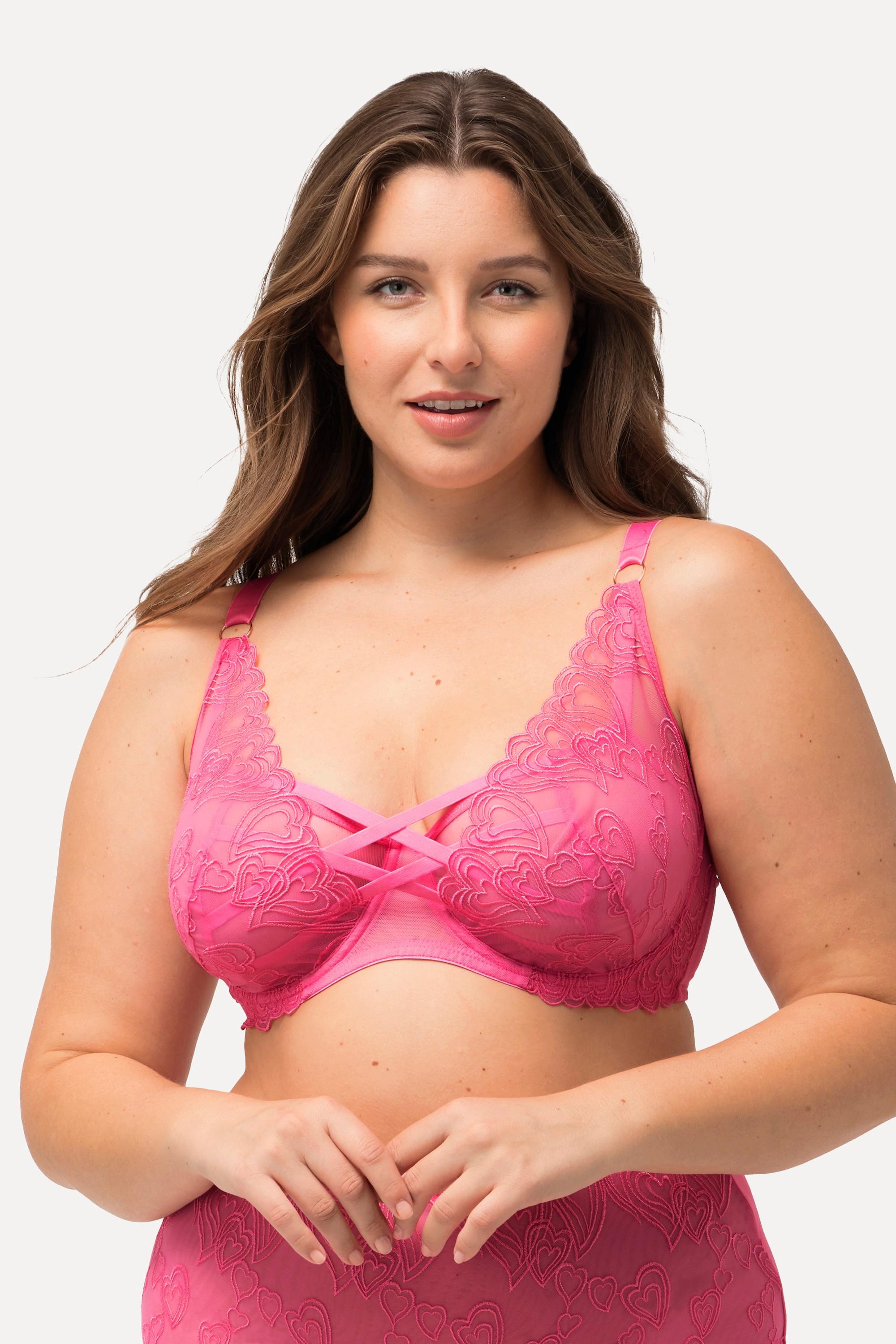 Ulla Popken Bügel-BH, Zierbänder, Herzspitze, Cup C - F, High Apex