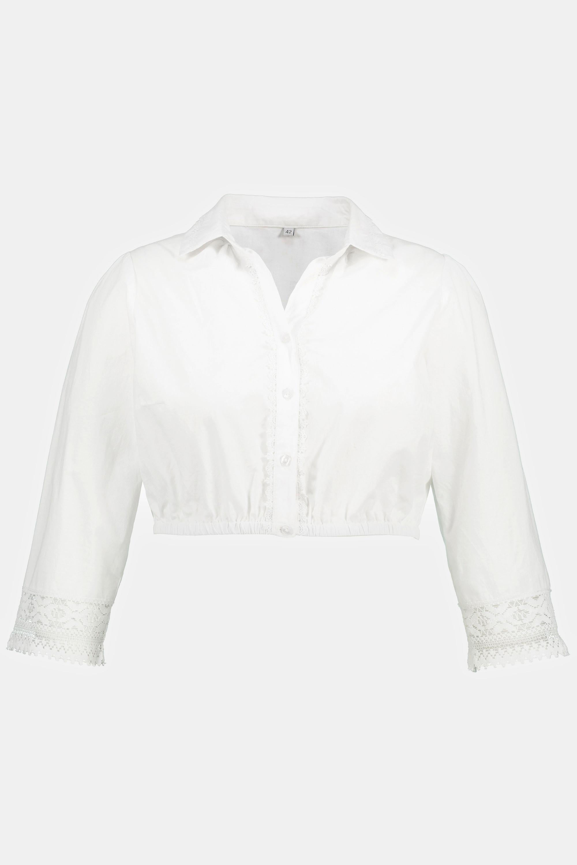 Ulla Popken Dirndlbluse Hemdkragen 3/4-Arm
