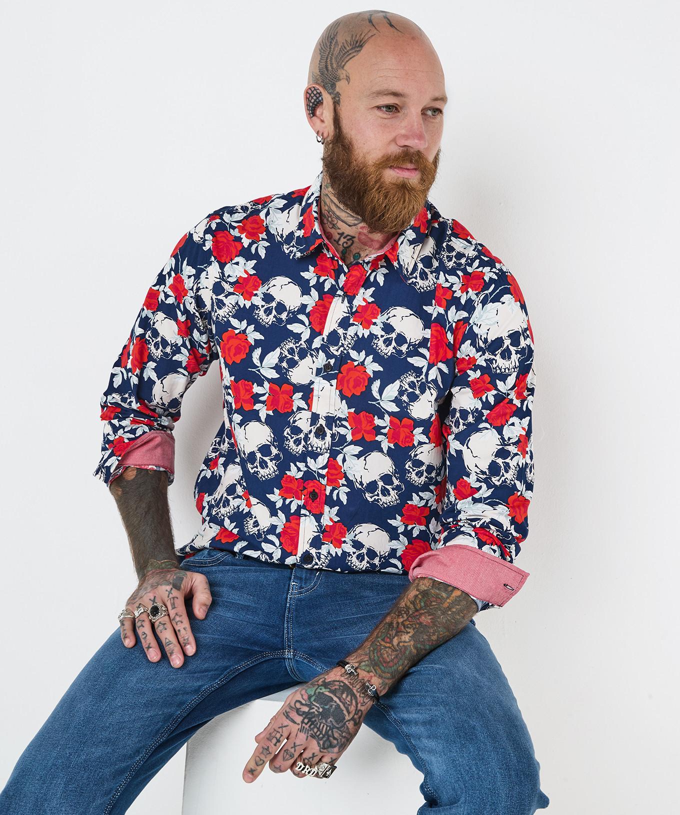 Joe Browns Langarmhemd mit Rosenschädeldruck