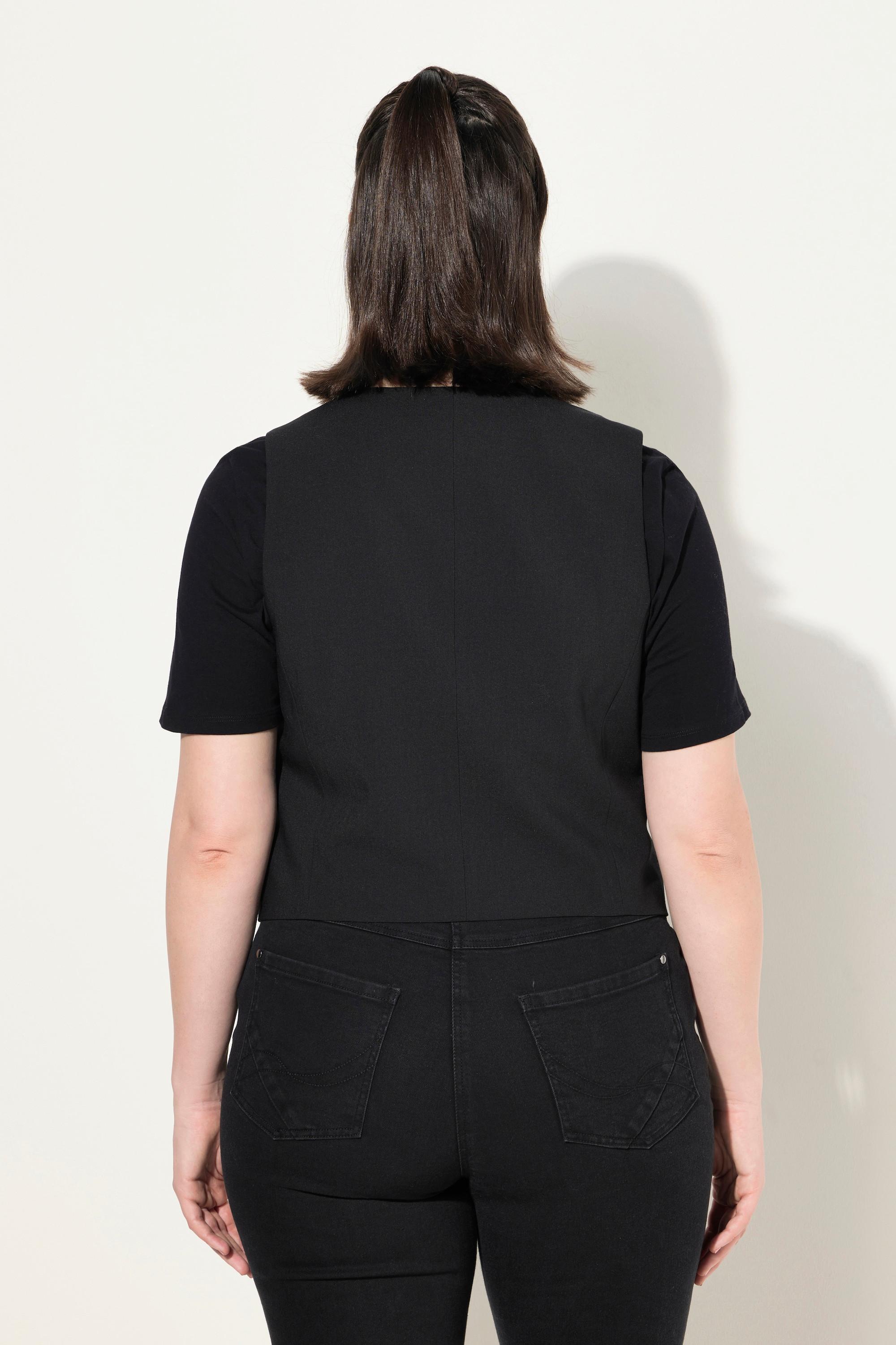 Ulla Popken Anzugweste, V-Ausschnitt, Ziertaschen, Komplettfutter