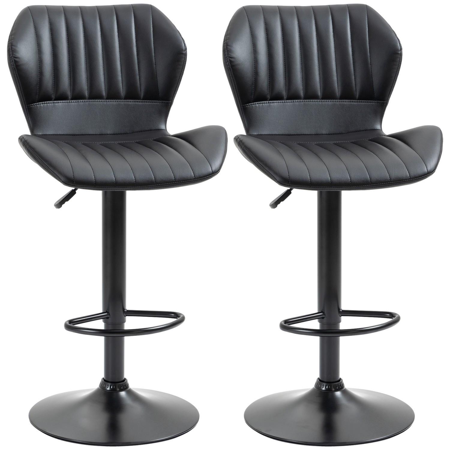 Northio Barhocker Höhenverstellbar 2Er-Set Drehstühle Barstühle 360° Drehbar Mit Rückenlehne Kunstleder 48,5X55,5X90-110 M