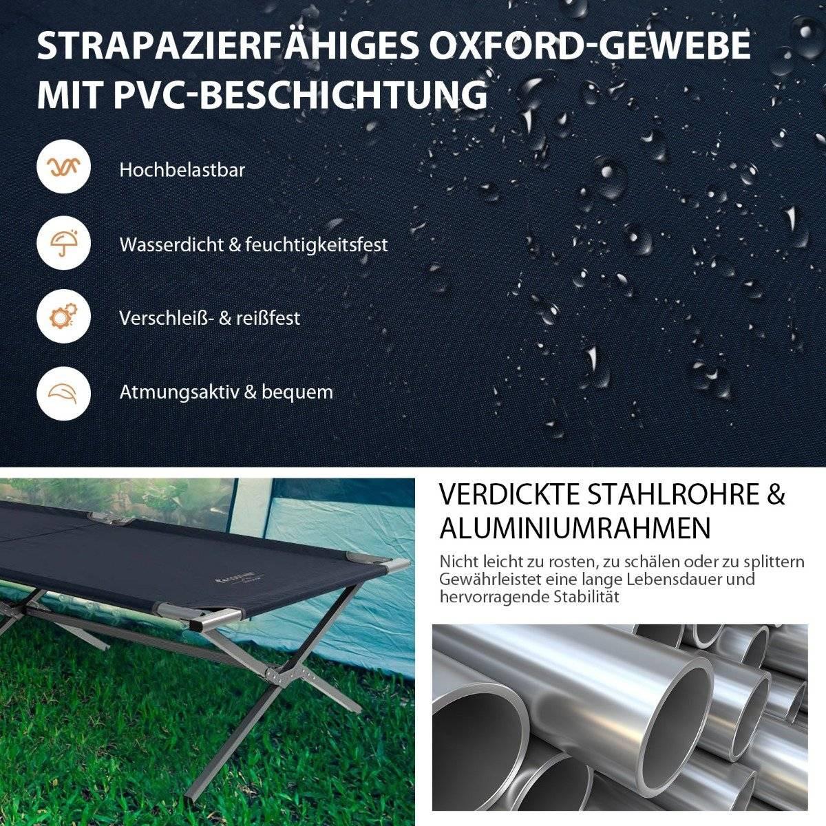 Northix Feldbett Klappbar XXL 214,5 x 106 cm Campingbett mit Seitentasche