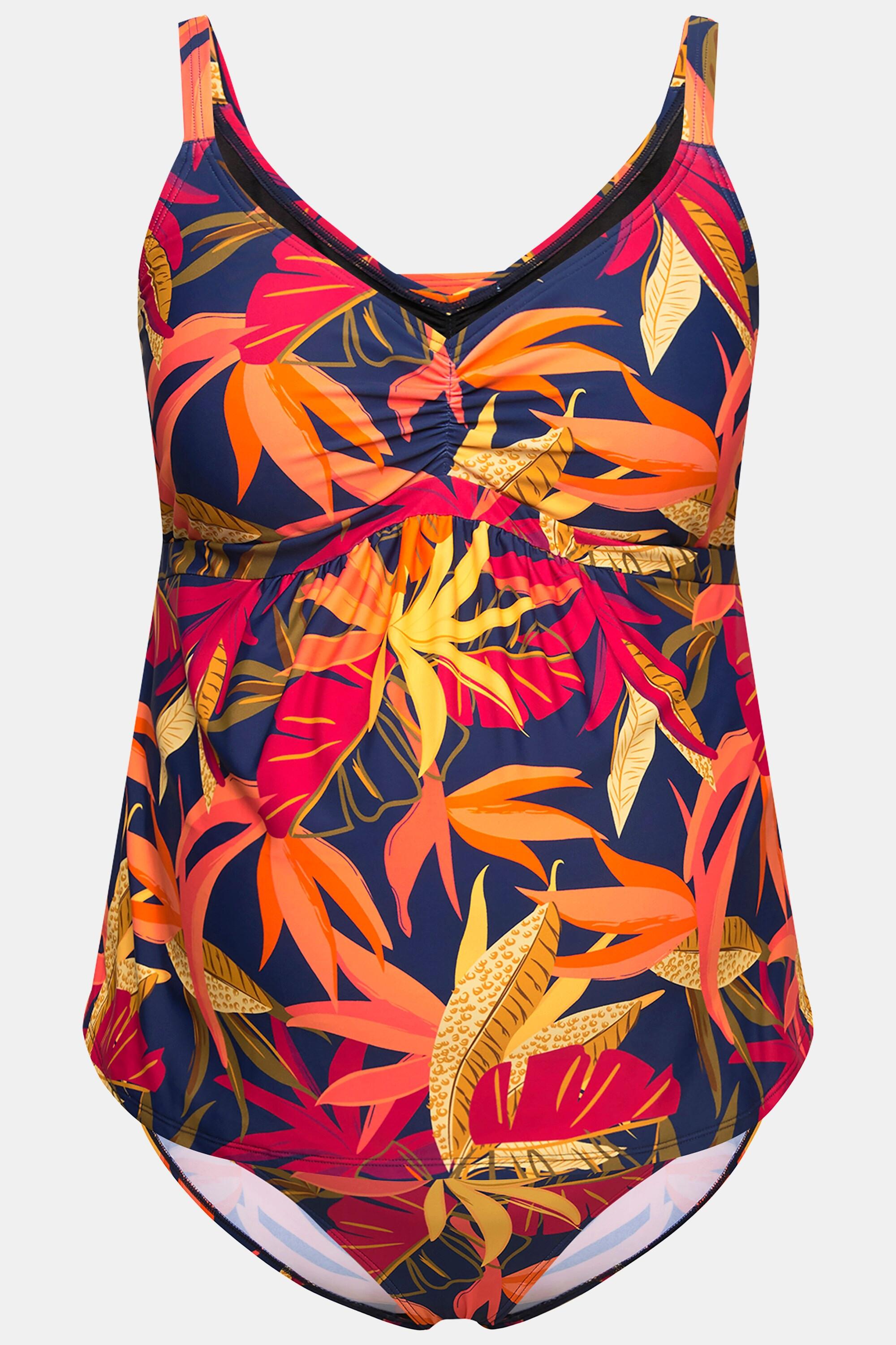 Ulla Popken Bellieva-Tankini, Wald-Muster, ohne Softcups, recycelt