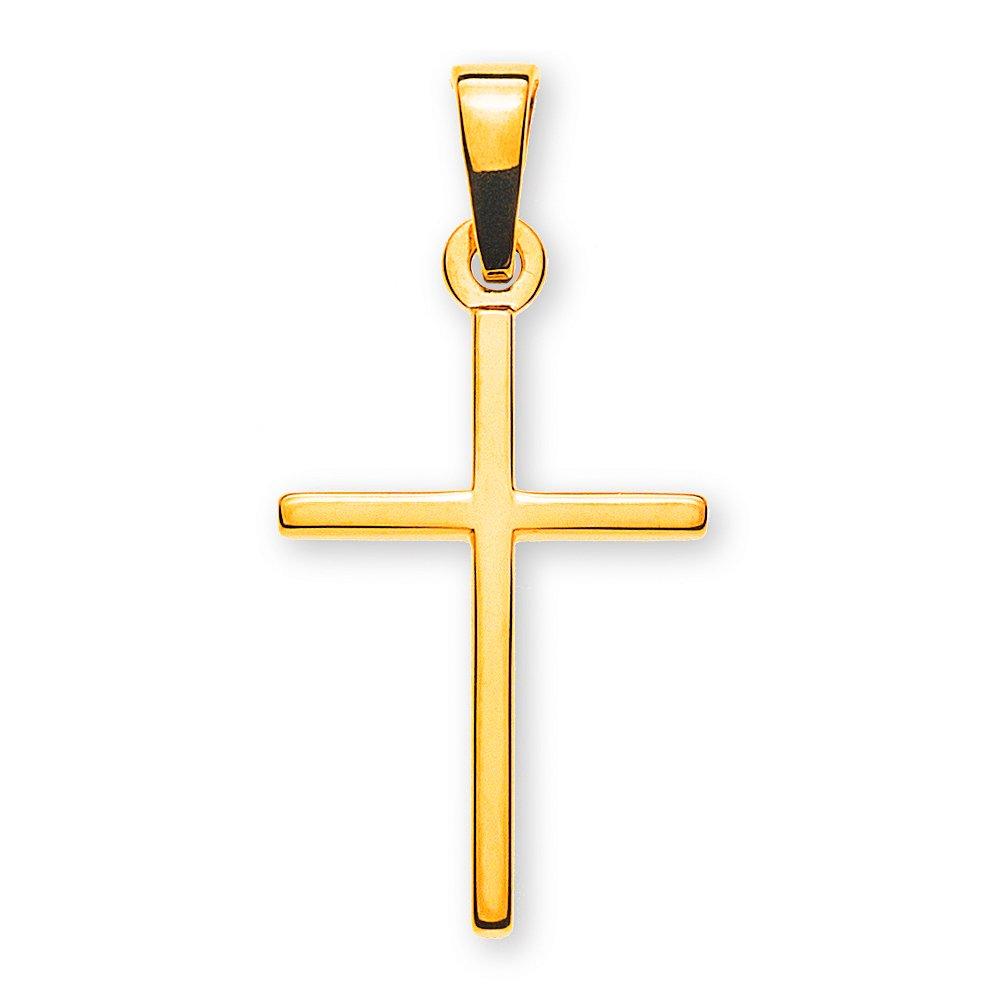 MUAU Schmuck Anhänger Balken-Kreuz Gelbgold 750, 25x12mm