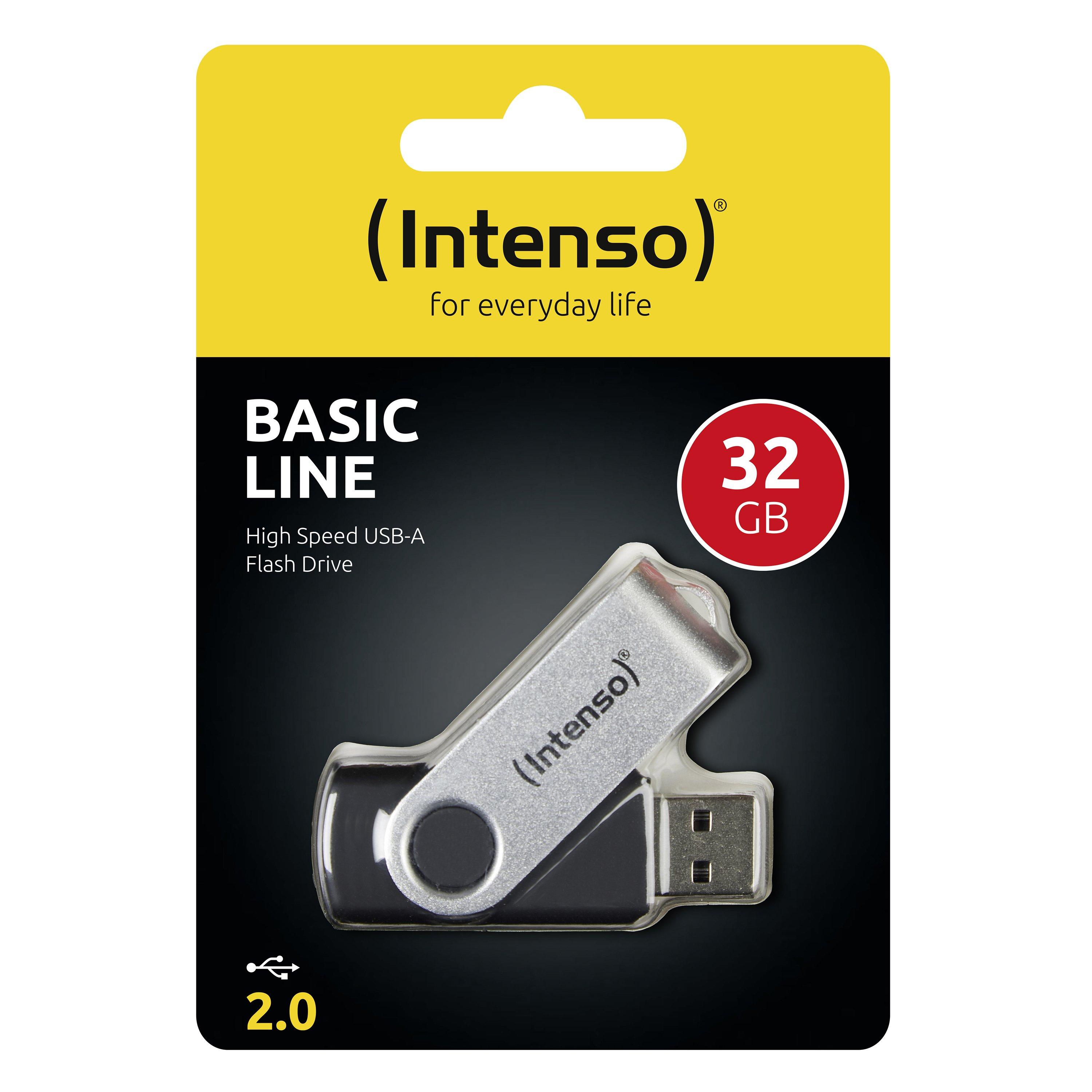 Intenso Intenso Basic Line USB-Stick 32 GB USB Typ-A 2.0 Schwarz, Silber