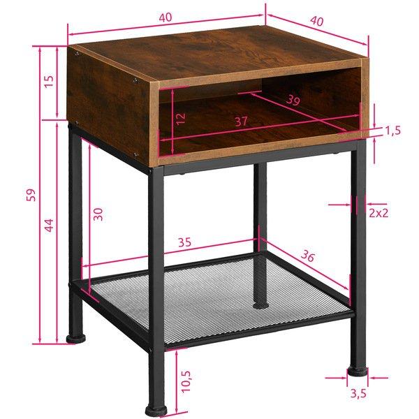 Tectake Nachttisch Harlow 40,5x40,5x59cm