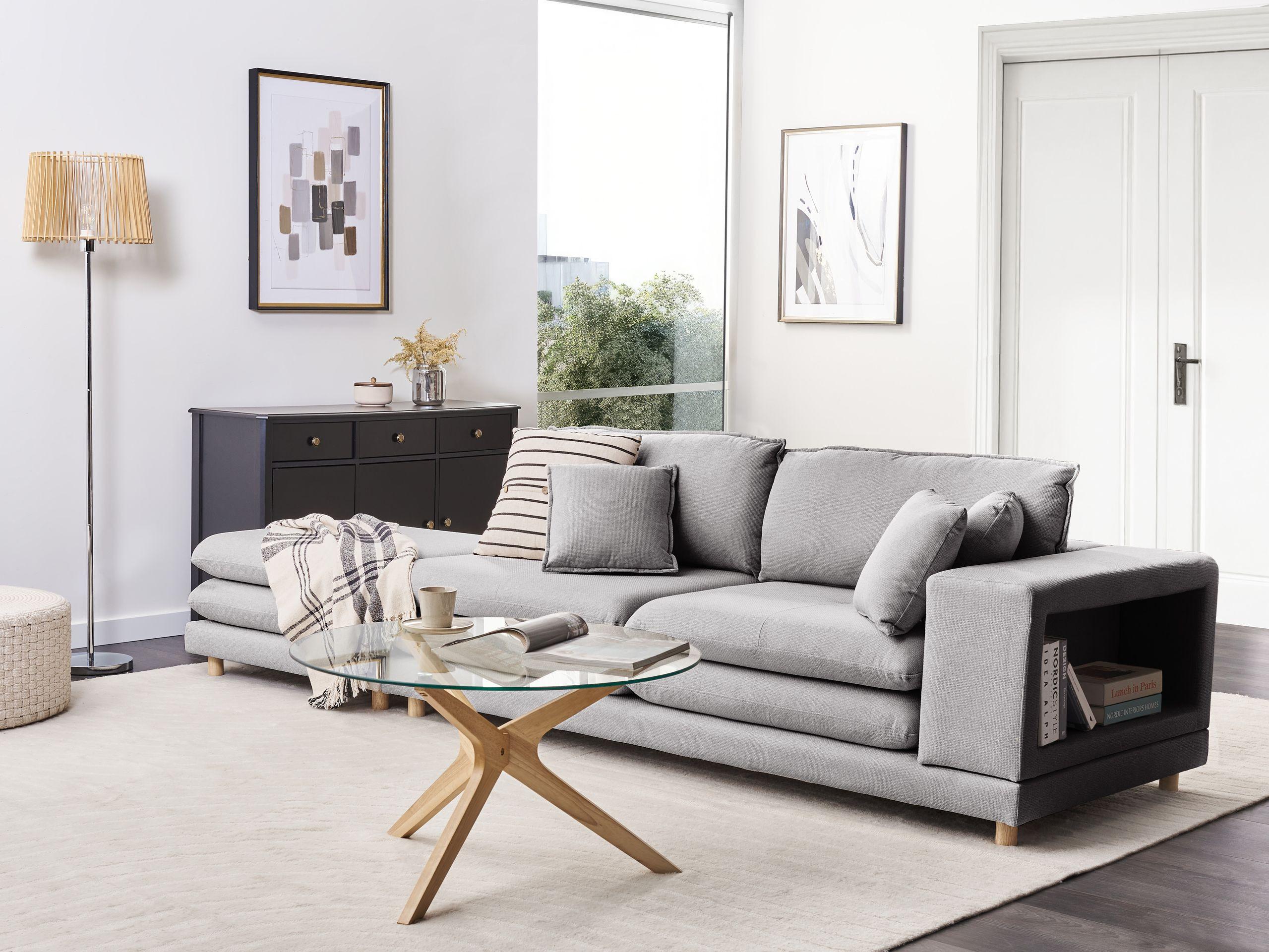 Beliani 2-Sitzer Sofa mit Ottomane aus Polyester Modern HEDEN