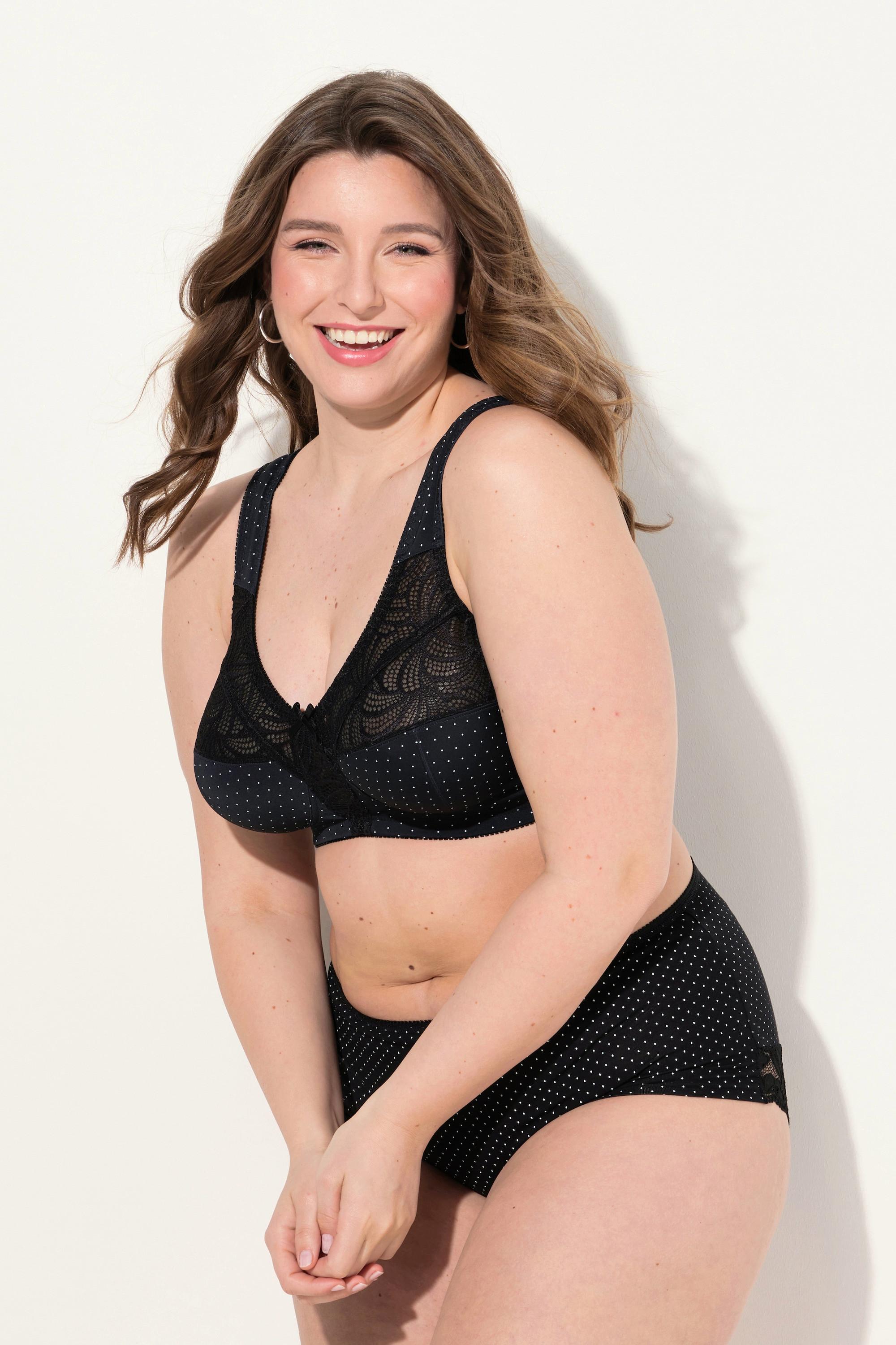 Ulla Popken Entlastungs-BH, Punkte, Spitze, ohne Bügel, Cup C - F