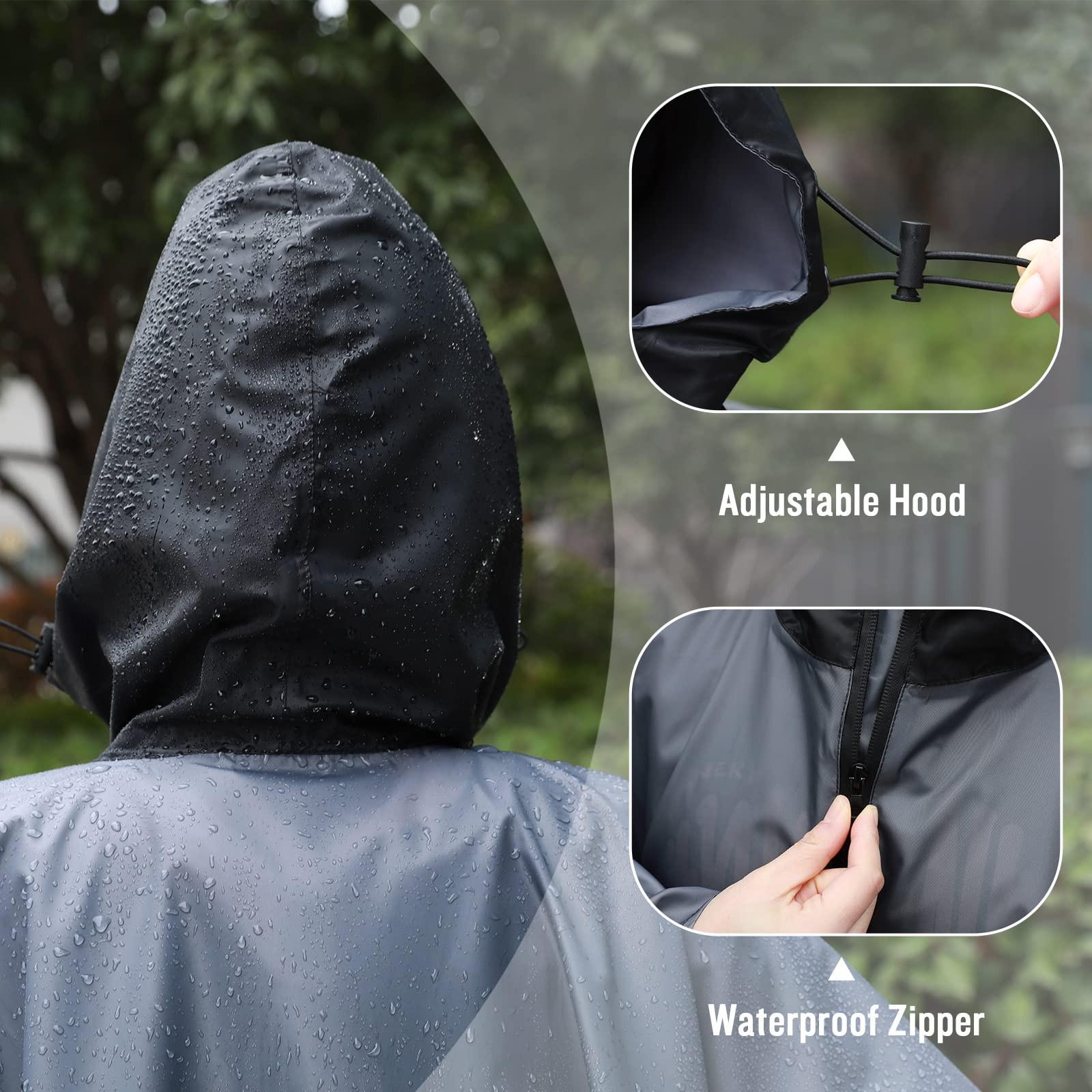 Alopini Regencape mit Kapuze Reißverschluss, wiederverwendbare Regenmantel, regen Poncho Fahrrad Wandern