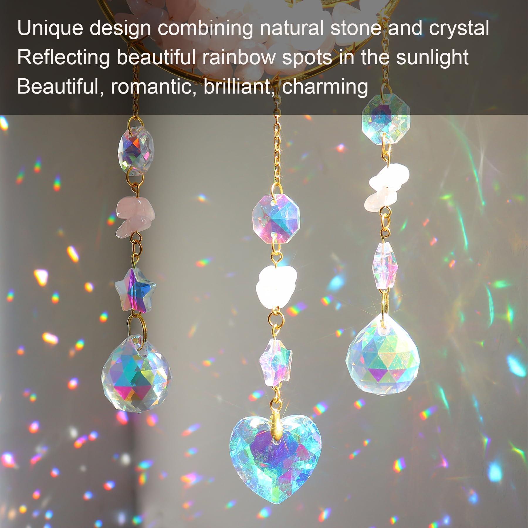 Alopini Sonnenfänger Kristall Fenster, Mond Anhänger Dekoration, Fenster Dekoration hängen, Regenbogen Sonnenfänger Kristall, Regenbogen Anhänger