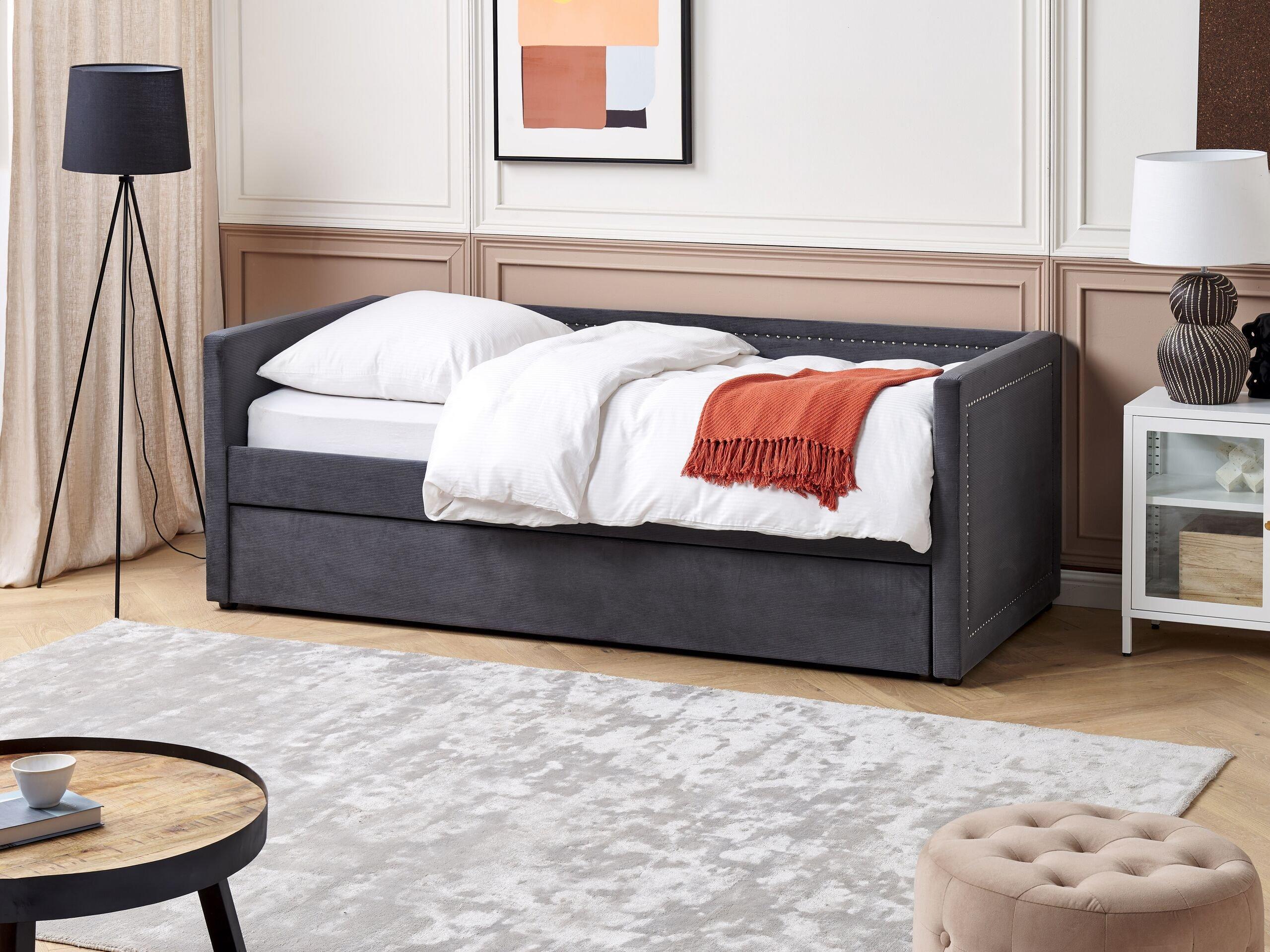 Beliani Bett mit Lattenrost aus Cord Modern MIMIZAN