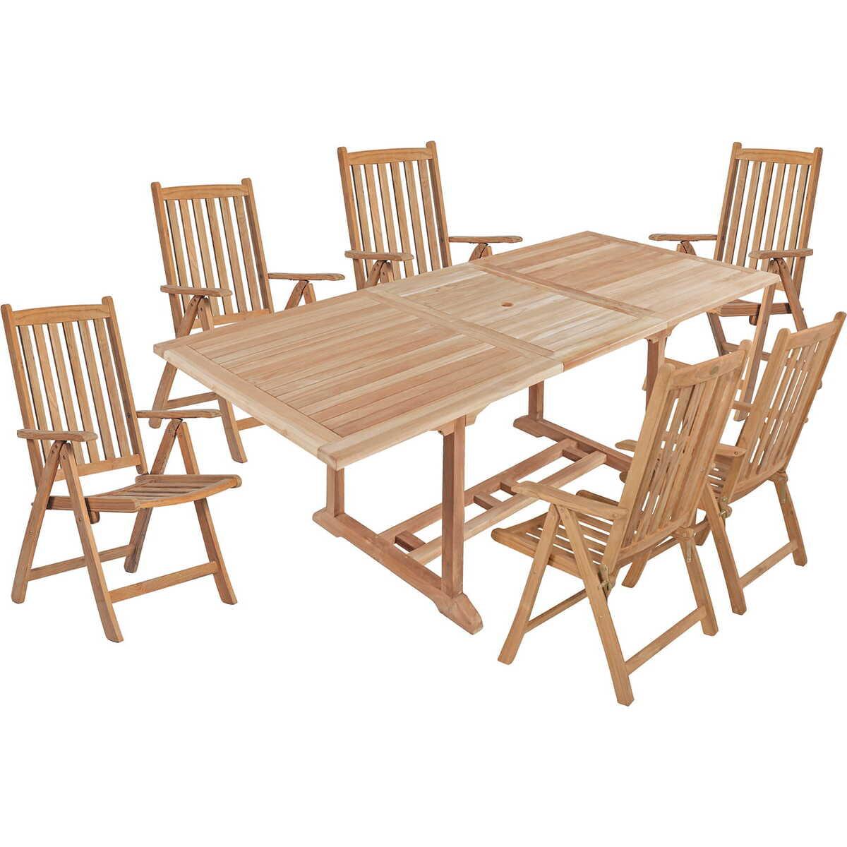 mutoni pleasure Garten Essgruppe Solo VII Teak natur (7-tlg)