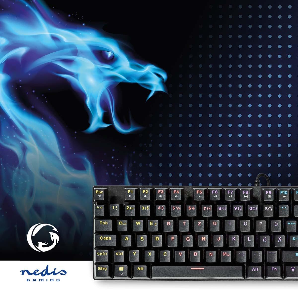 Nedis Kabelgebundene Gaming-Tastatur | USB Typ-A | Mechanische Tasten | LED | Deutsch | DE Layout | USB-Stromversorgung | Stromkabellänge: 1,50 m | Gaming