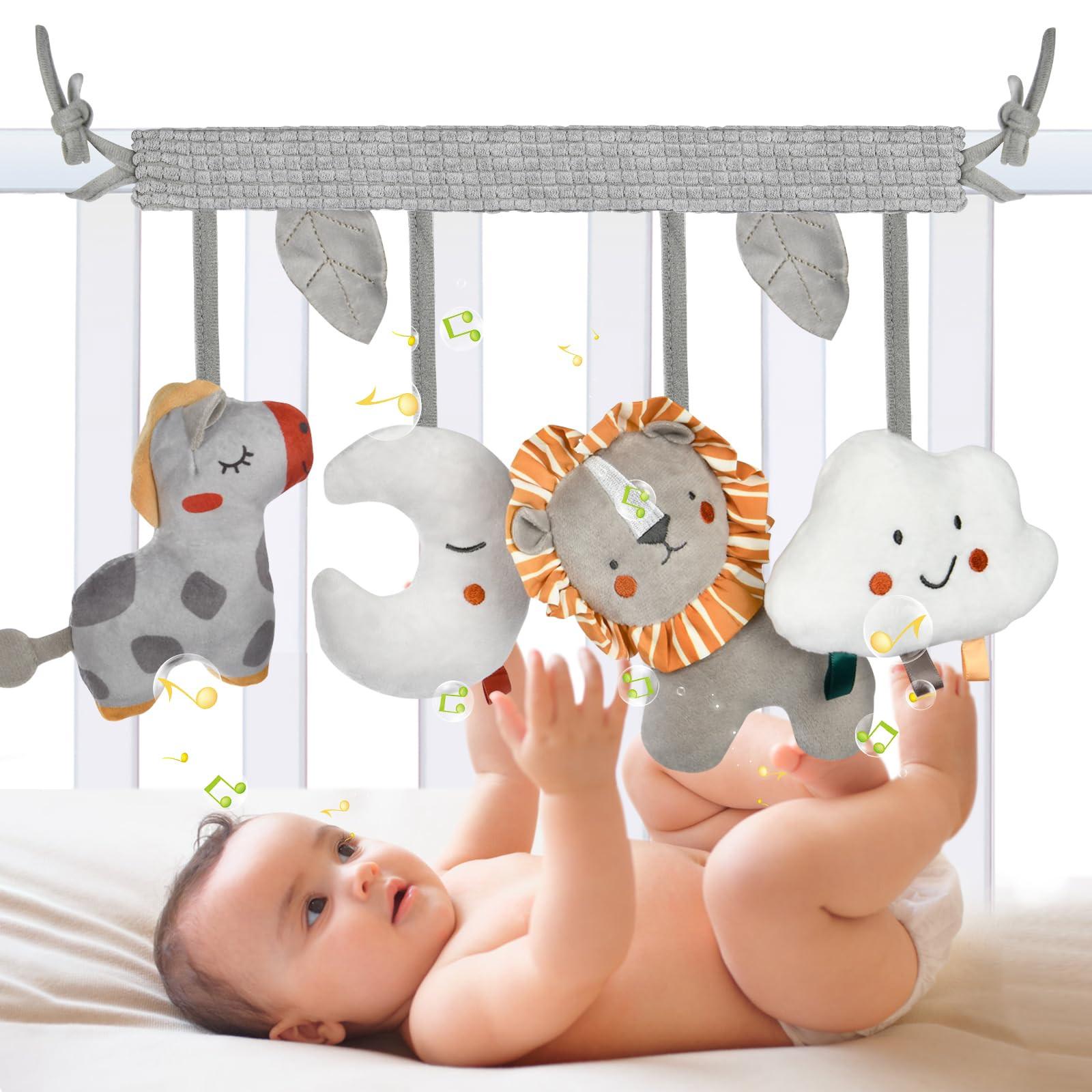 Activity-board Kinderwagen-Spielzeug, Baby-Aktivitäts-Spiralkette, Baby-Hängespielzeug, Stoffspirale zum Greifen und Fühlen mit Glocke